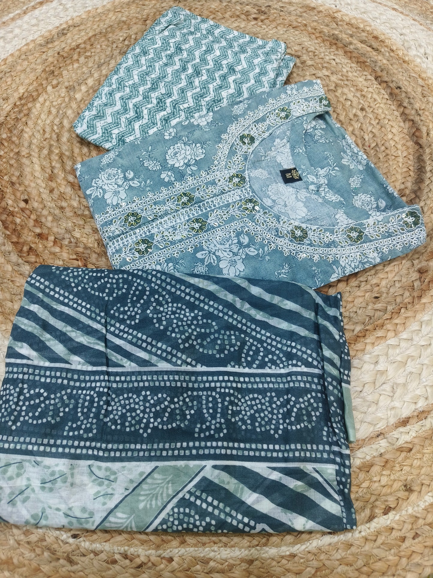Blue cotton sets with duppatta