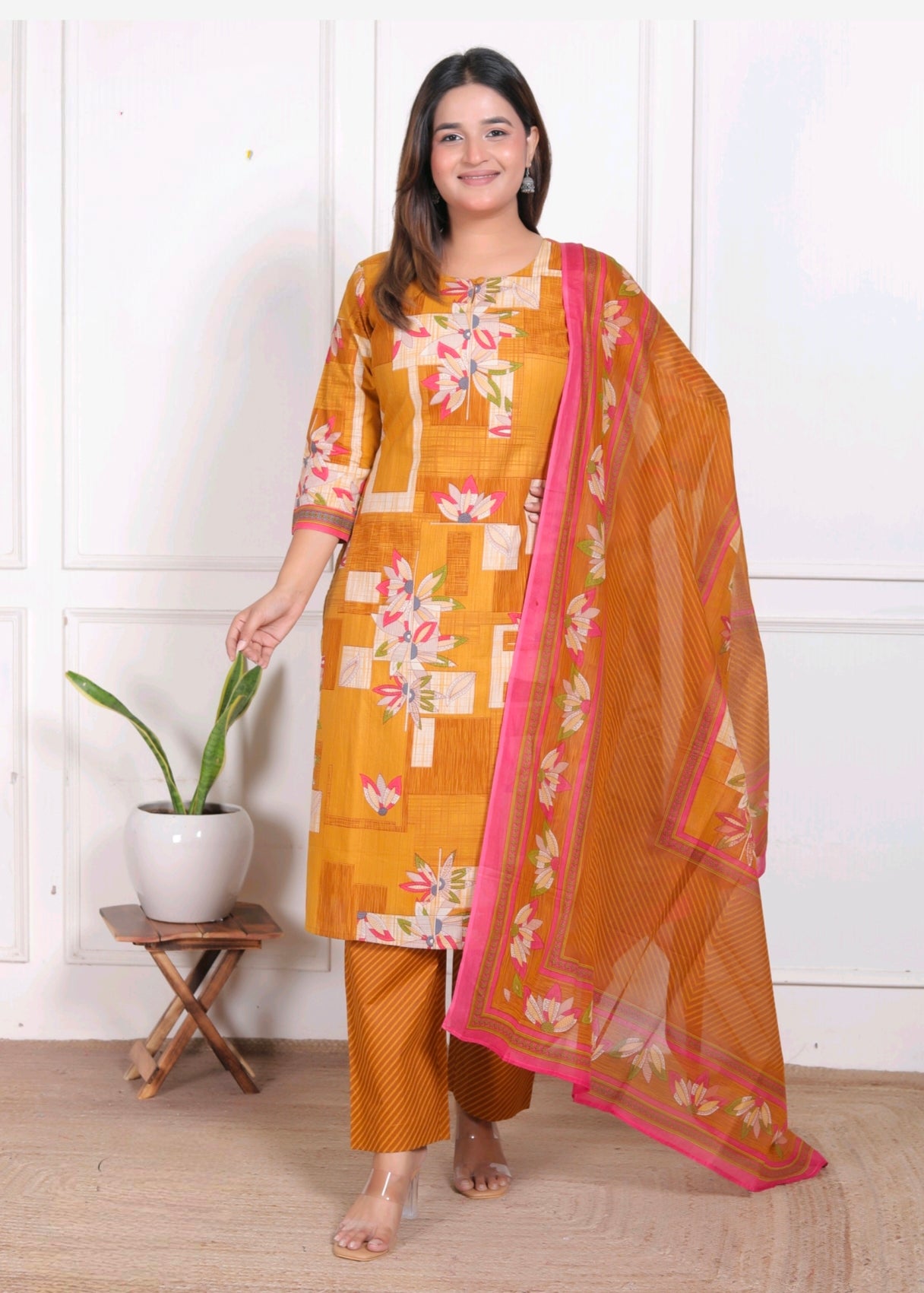 Mustard yellow Aarvi Pure Cotton Suit