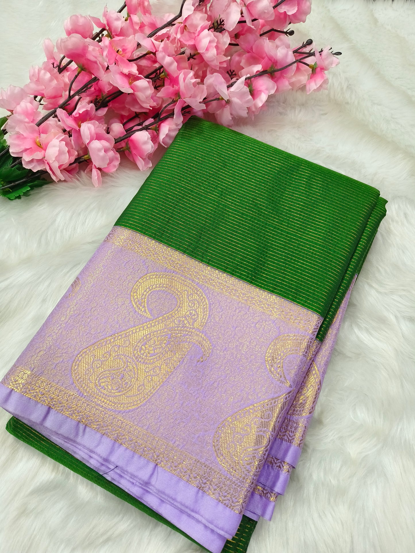 Green Lavender kanjivaram silk saree