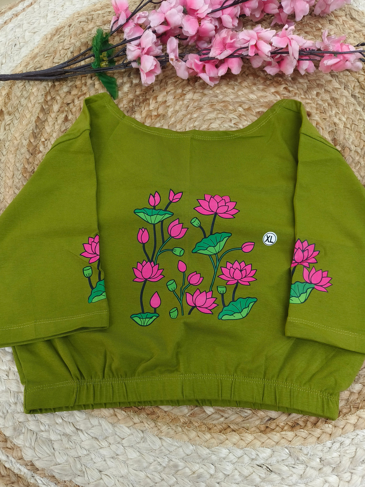 Green Stretchable blouse with unique printed design