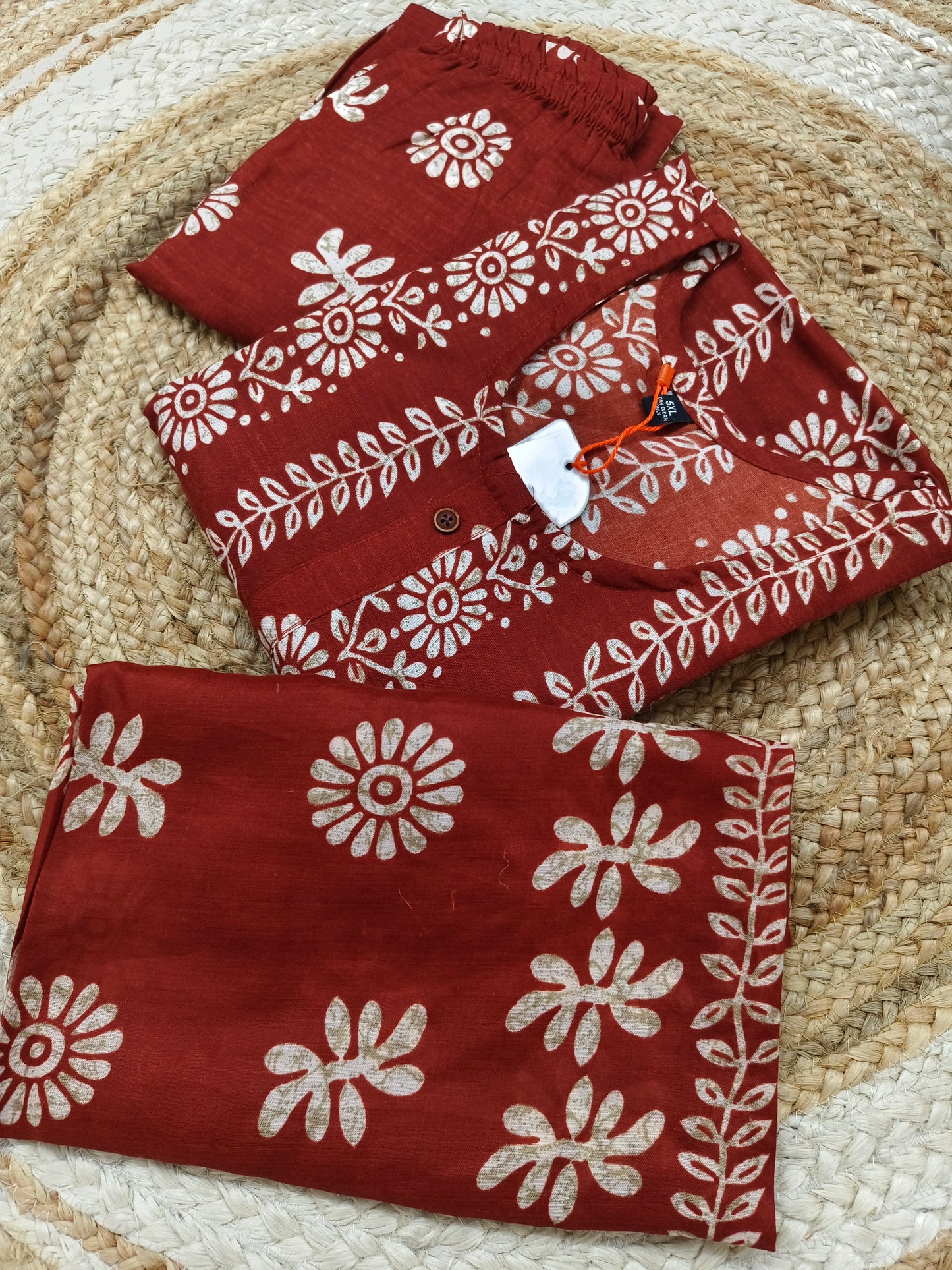 Brick Red Cotton sets with duppatta