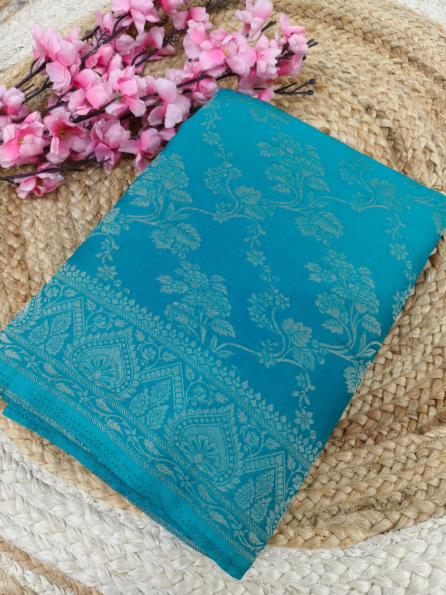 Rama Blue Kadhi Georgette silk saree