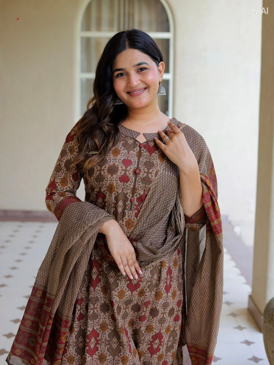 Light Brown Aarvi Pure Cotton Suit
