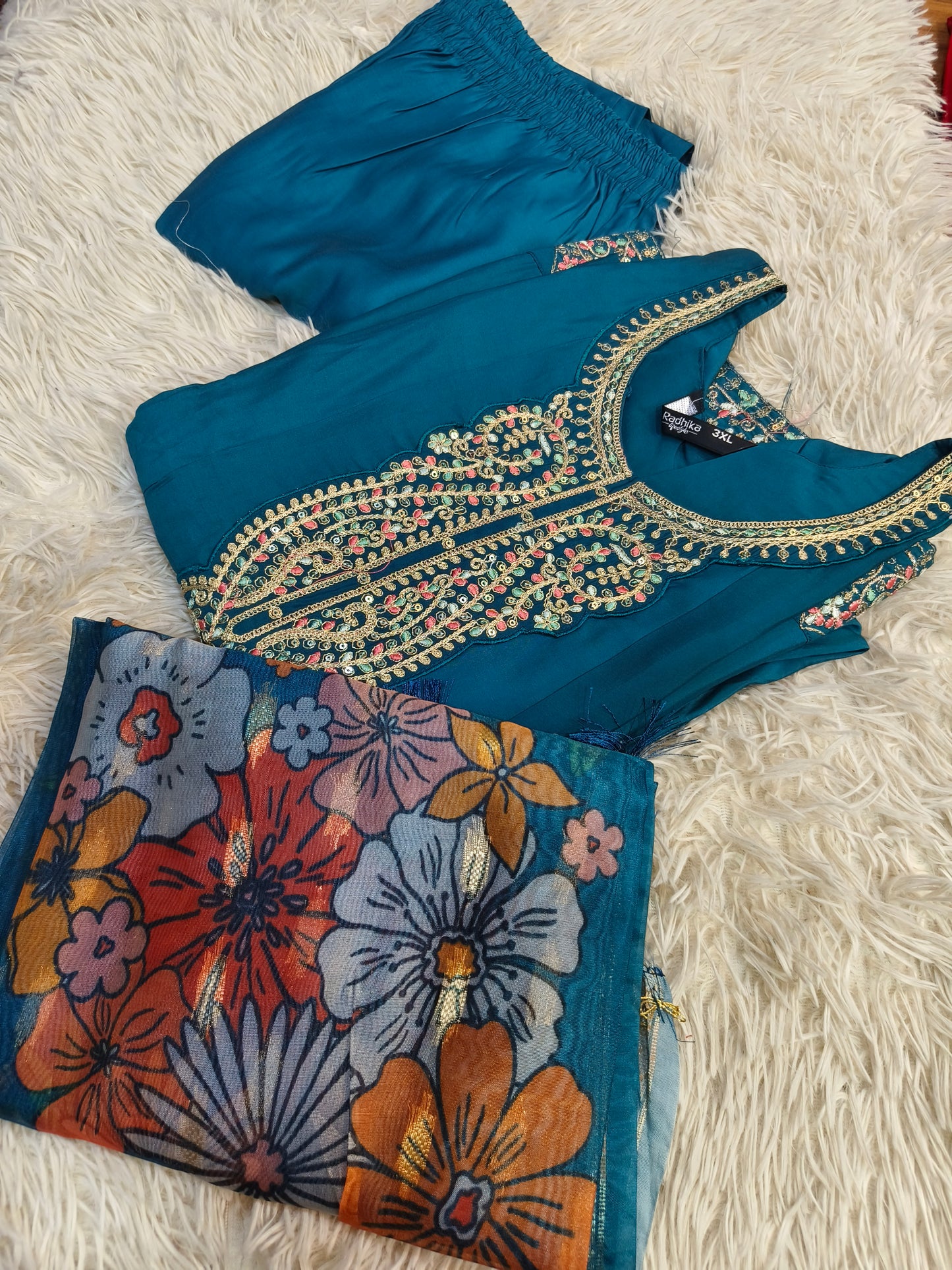 Peacock Blue designer anarkali suit