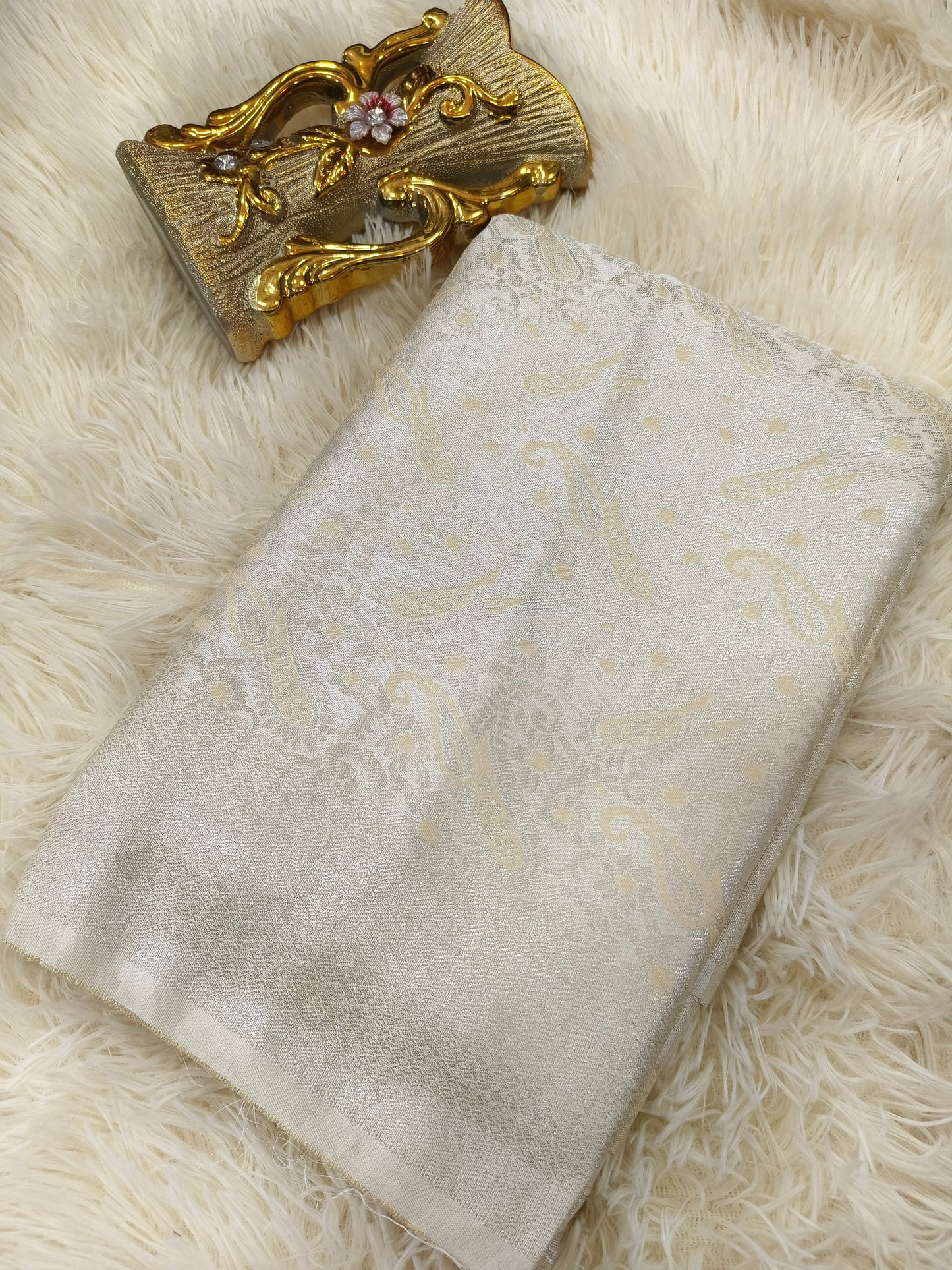 Ivory semi silk with brocade saree