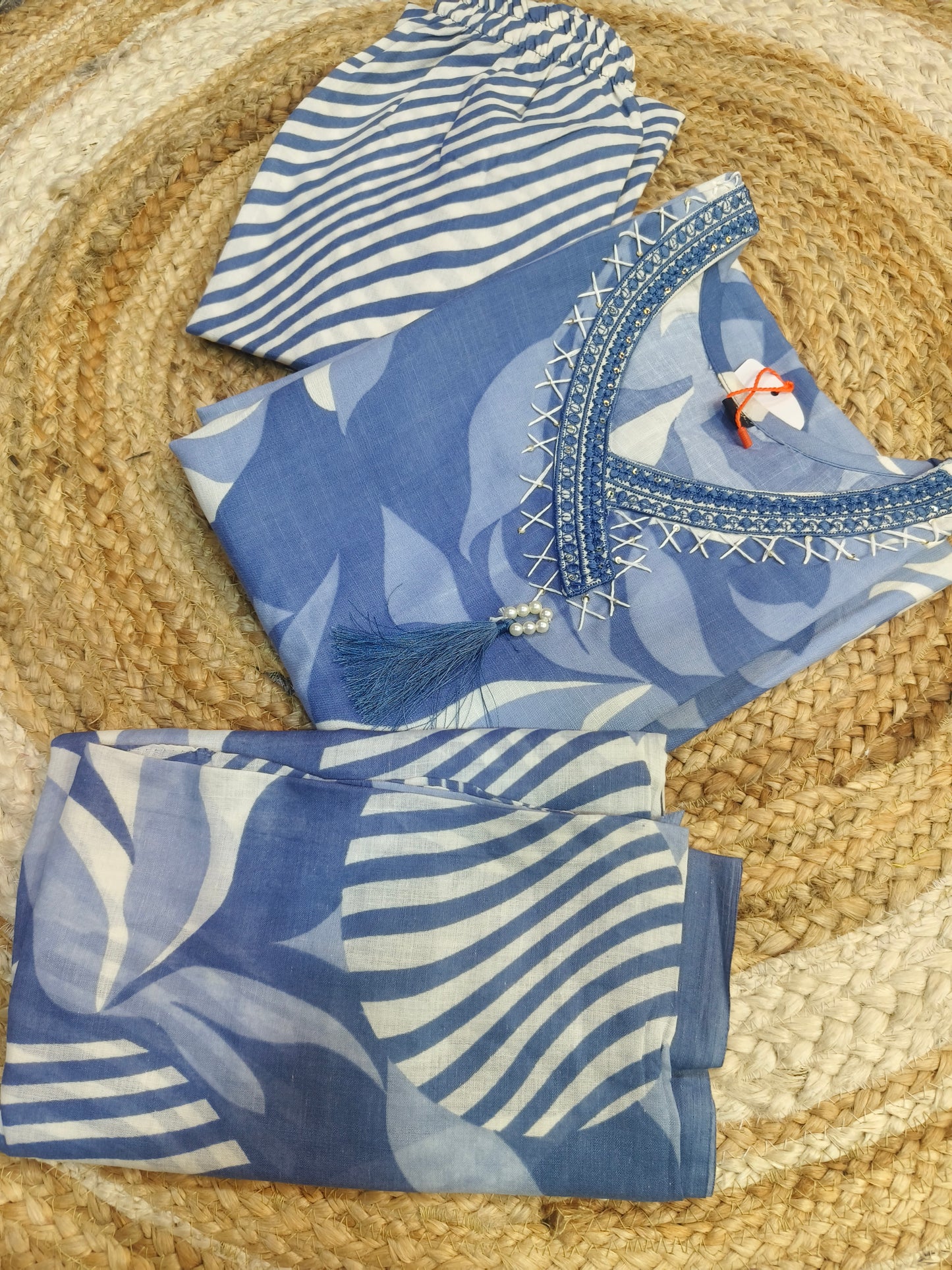 Blue Cotton sets with duppata