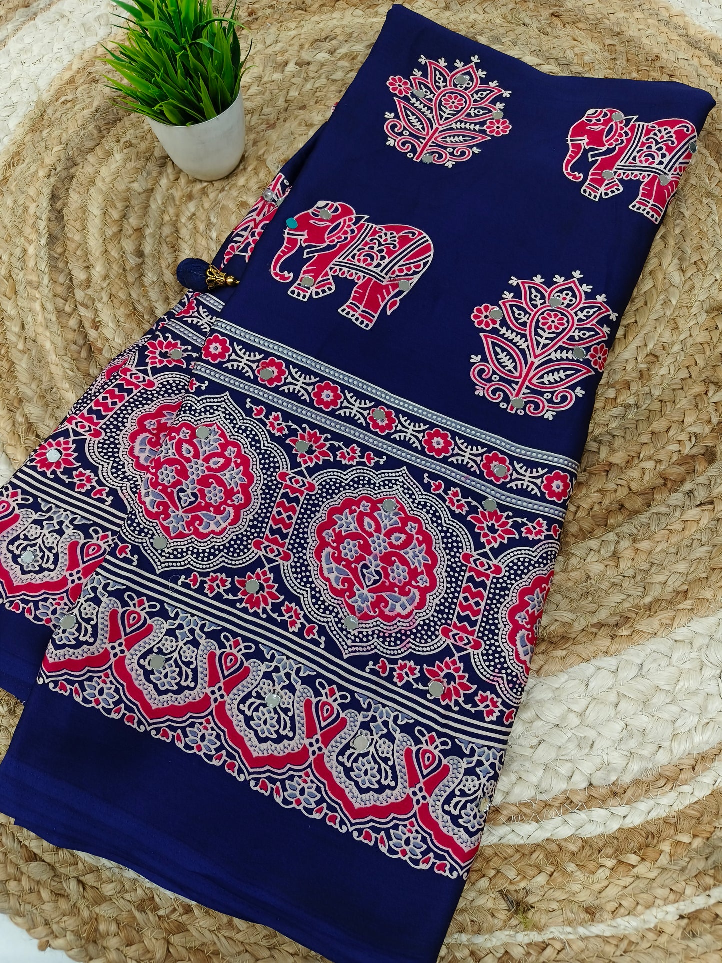 Blue modal silk saree