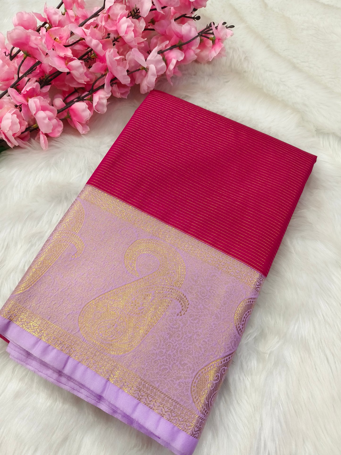 Pink Lavender kanjivaram silk saree