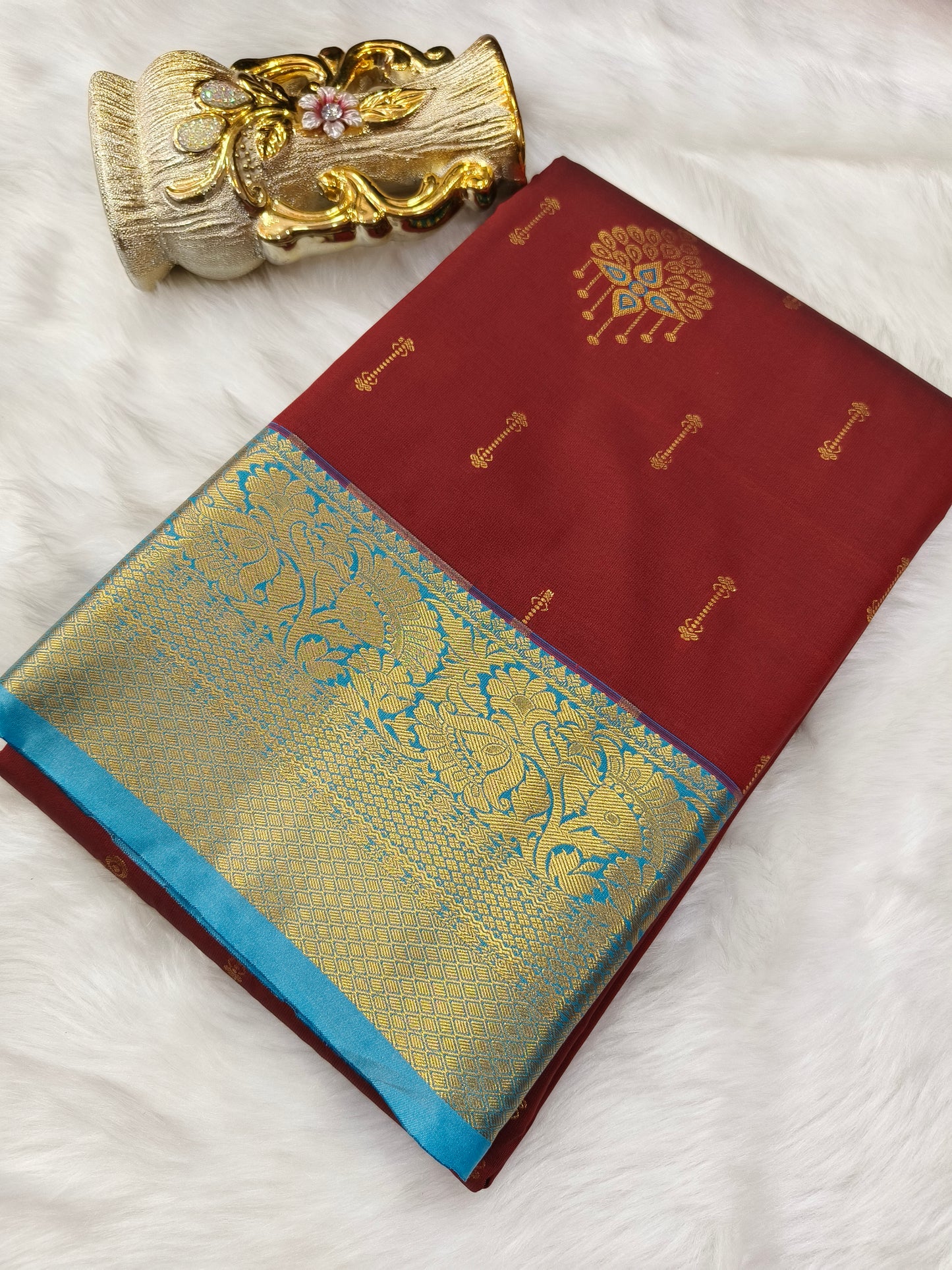 Marron kanjivaram silk saree