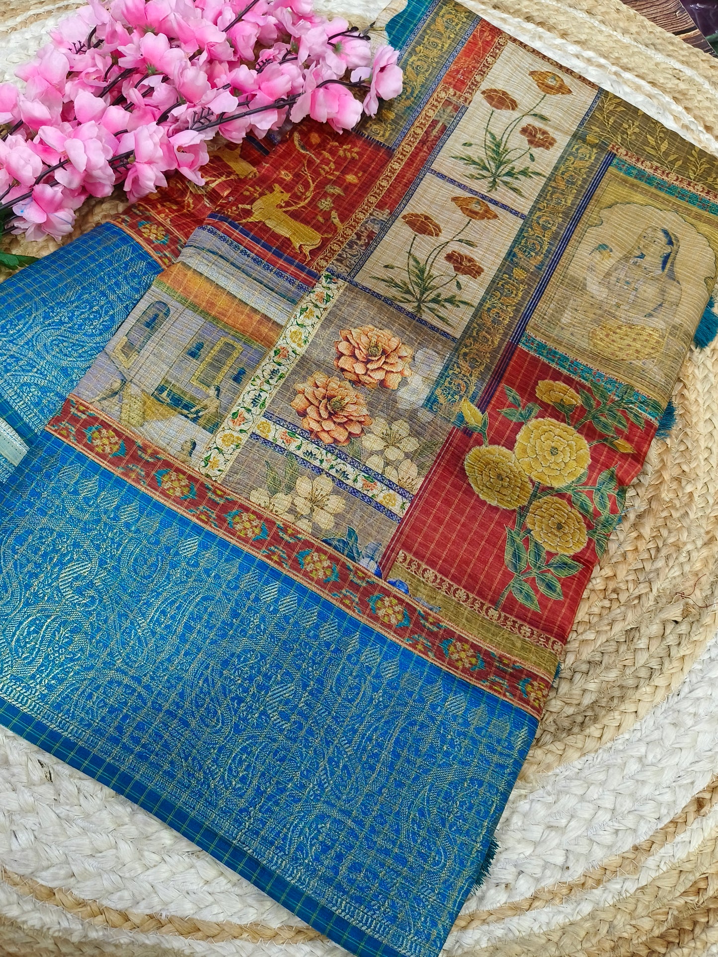 Blue heritage silk saree