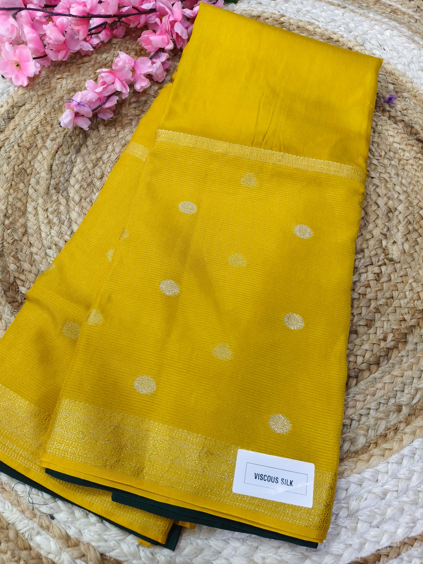 Yellow Viscous silk saree