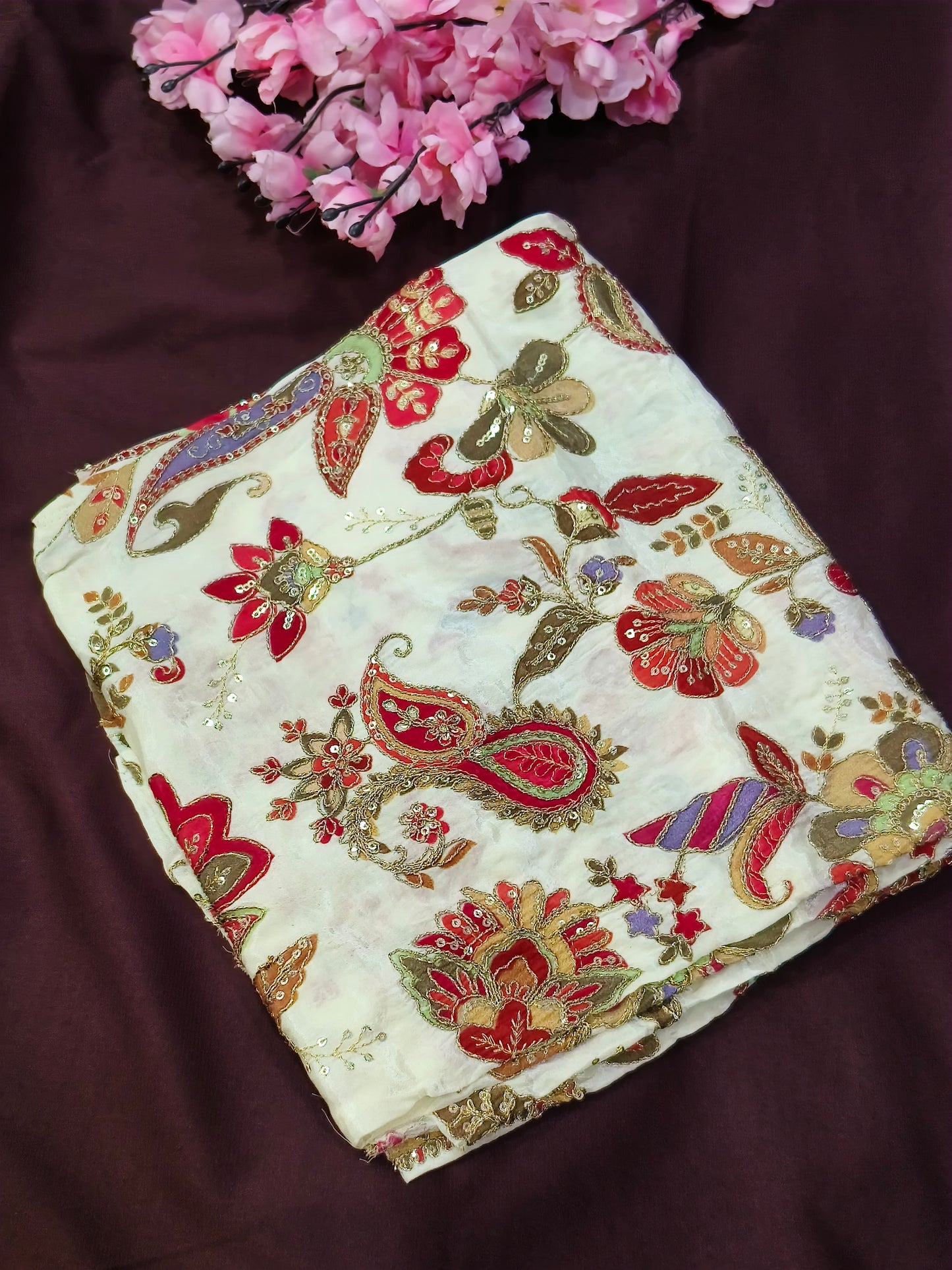 Cream natural crepe blouse