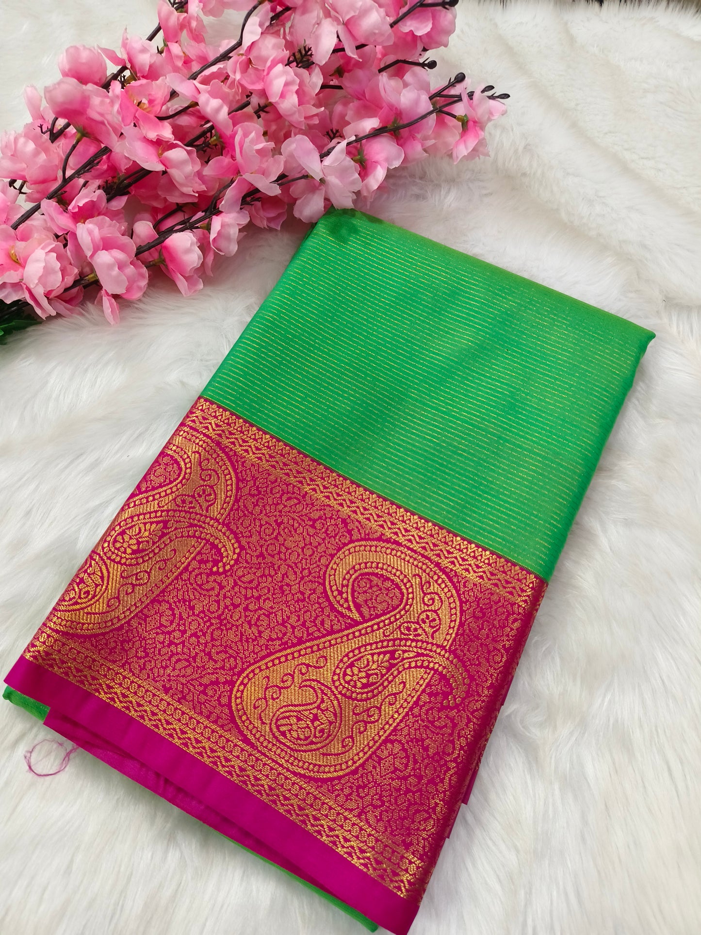 Green Lavender kanjivaram silk saree