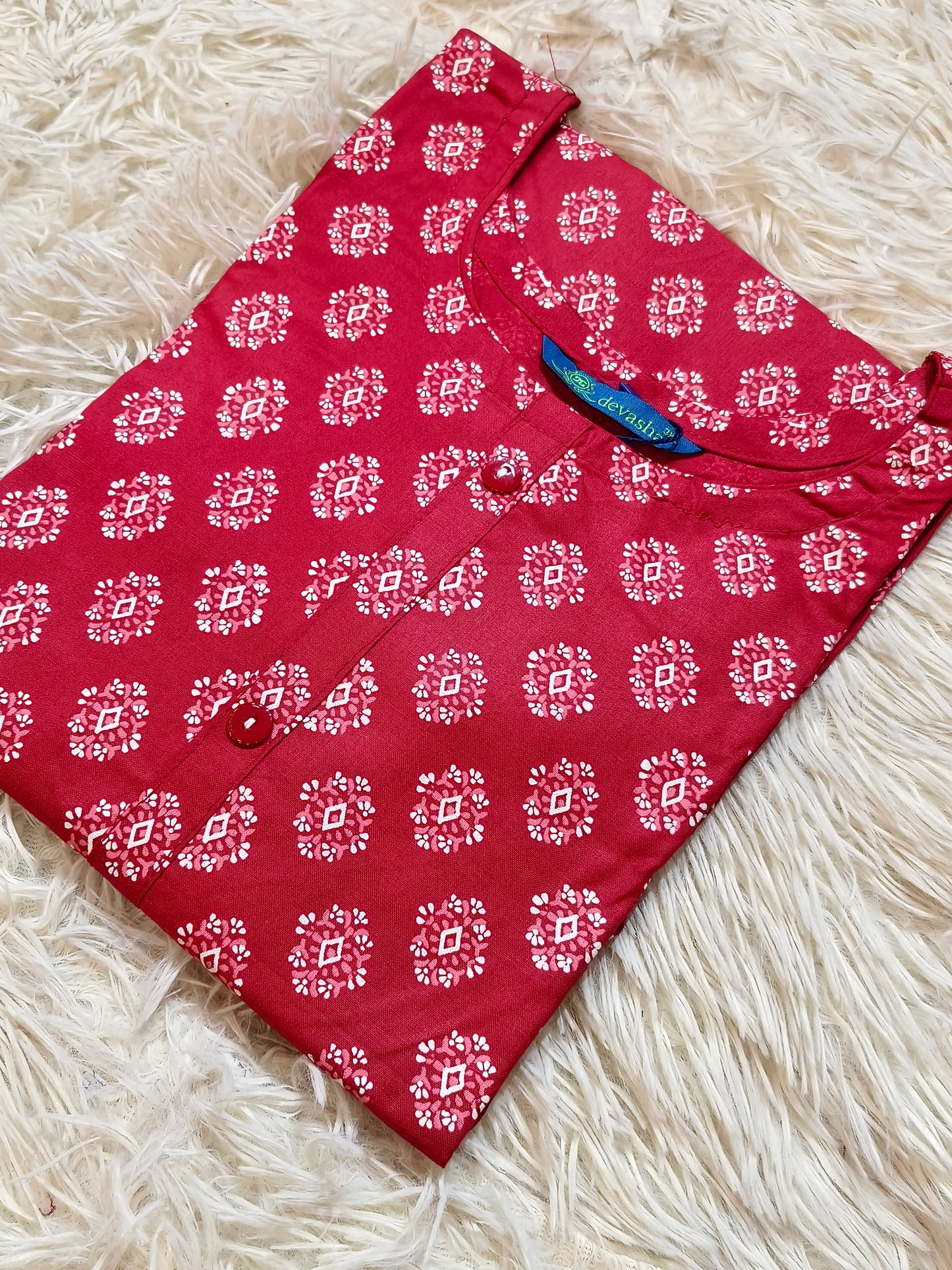 Red Royan side cut kurti