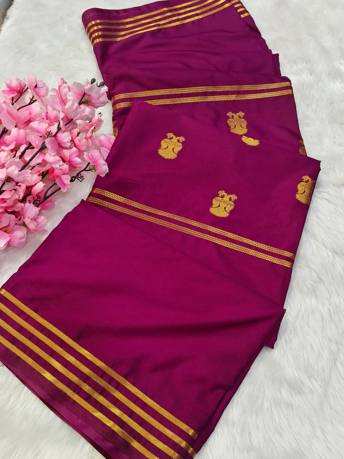 Wine semi silk saree