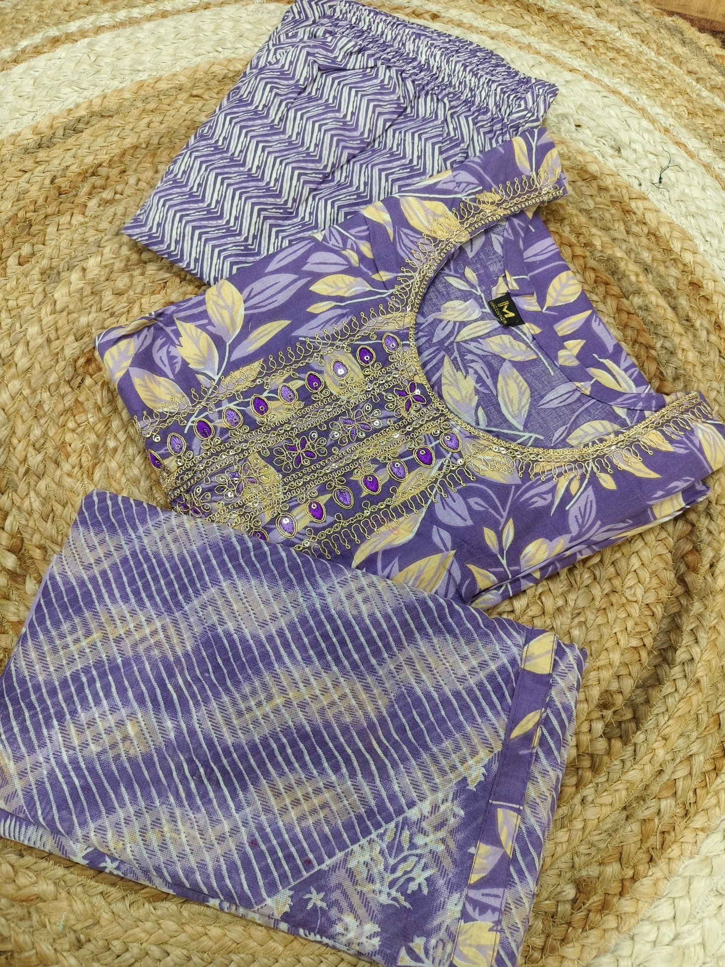 Purple cotton sets with duppata