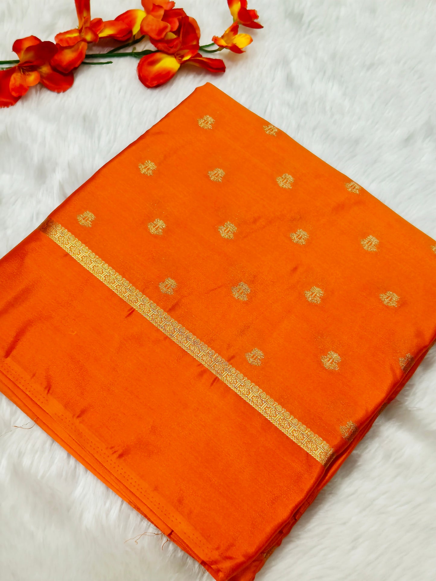 Orange semi silk saree