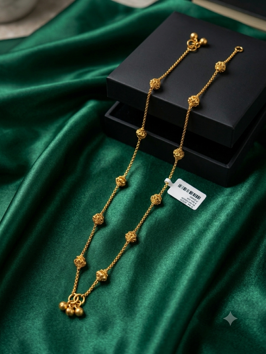 Antique Gold Beads Anklet Pair (Payal).
