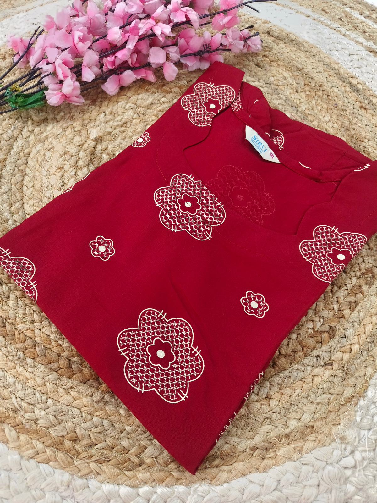 Maroon Rayon straight kurta