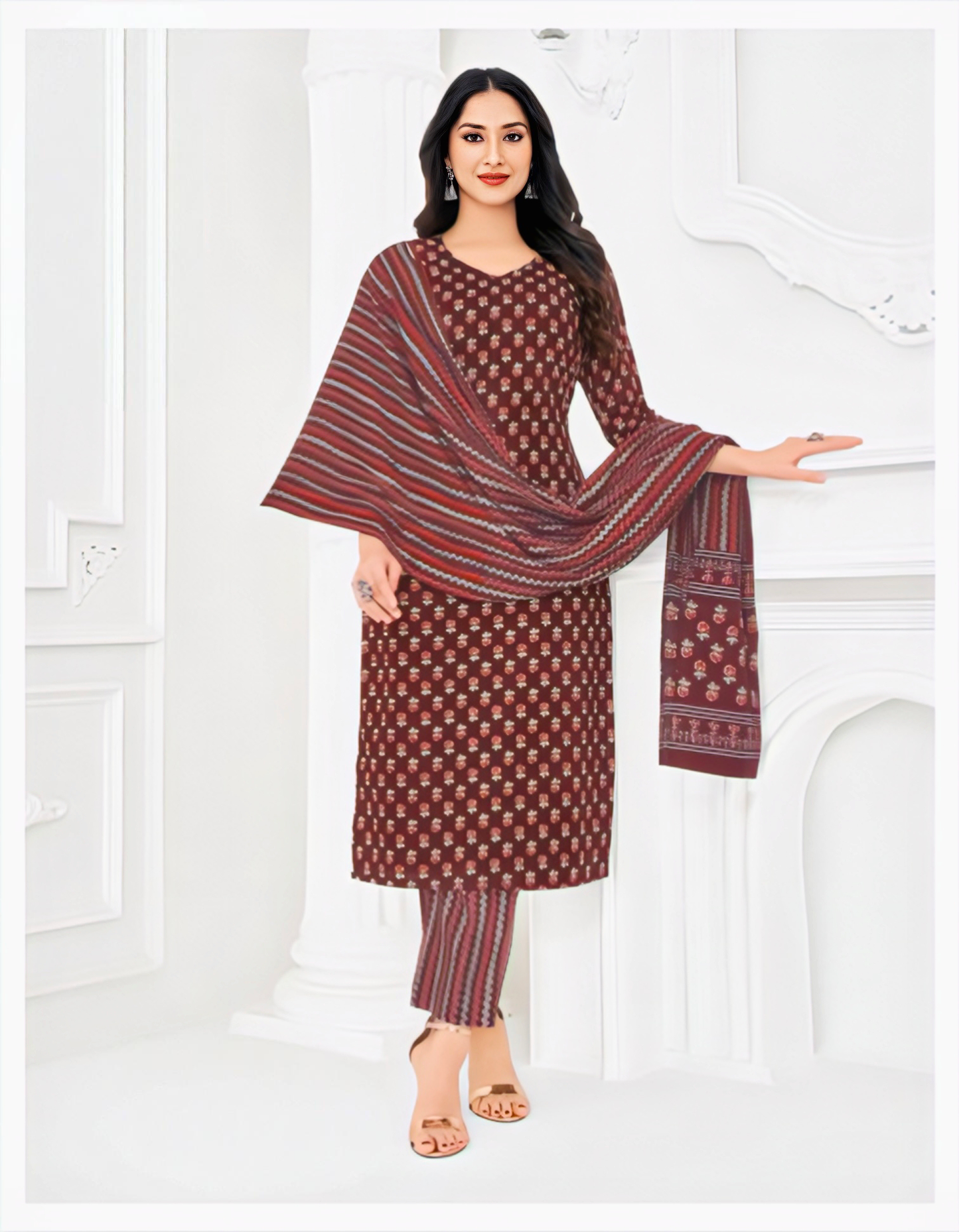 Maroon pure cotton suits