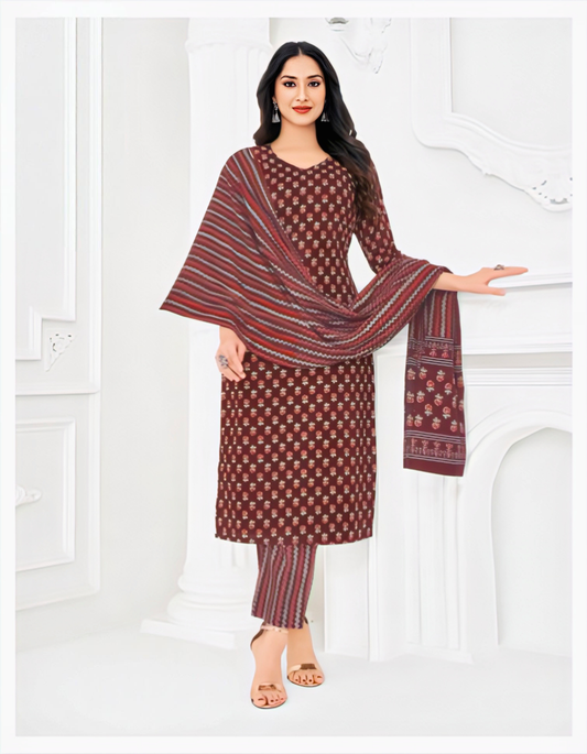 Maroon pure cotton suits