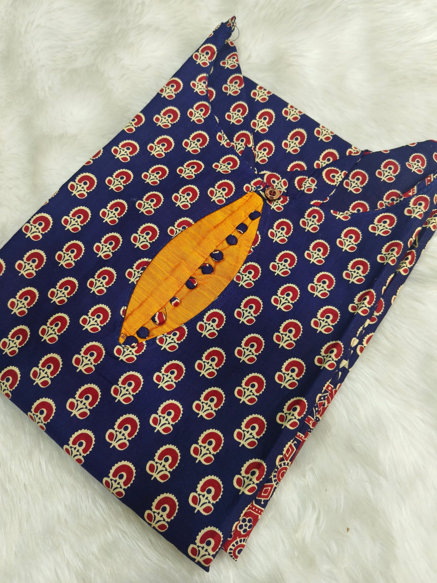 Blue Cotton side cut kurti