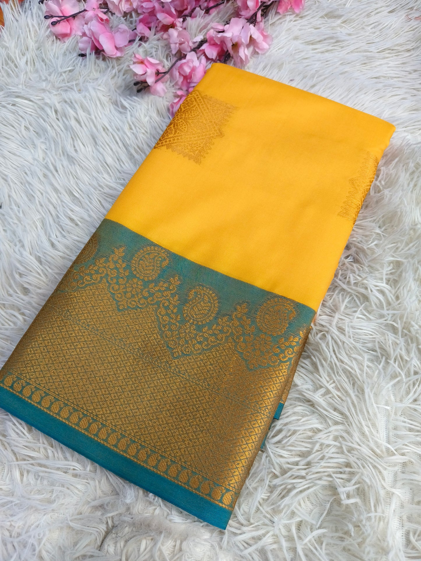 Yellow Soft semi silk saree