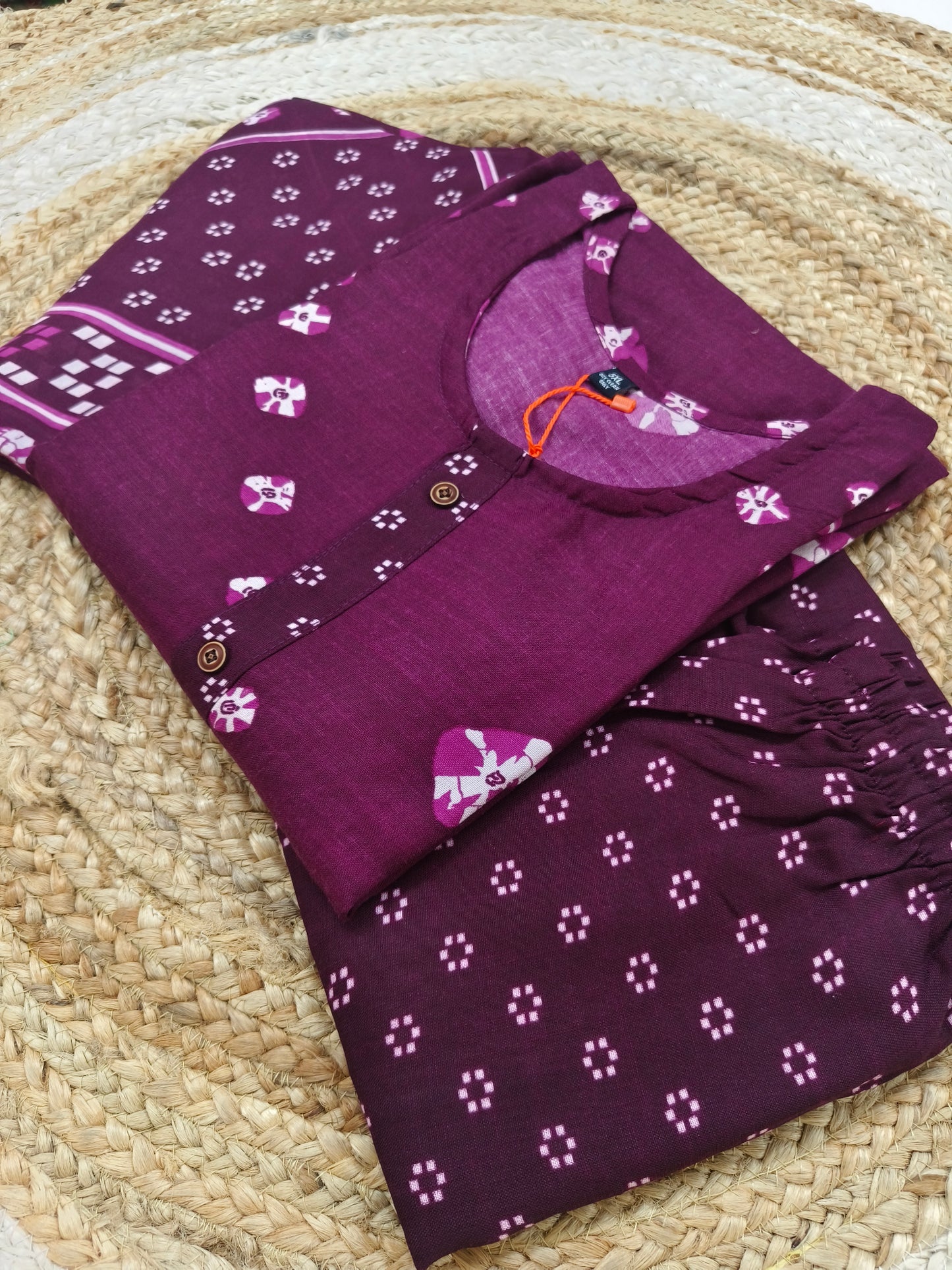 Wine Cotton sets with duppatta