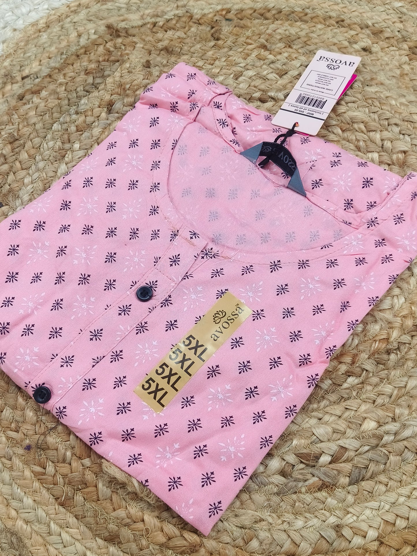 Light Pink Rayon straight kurta