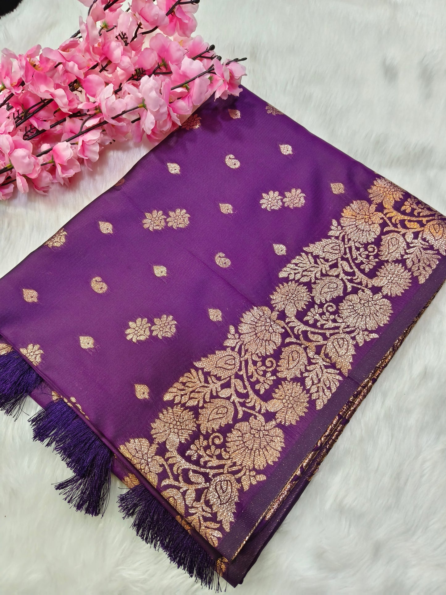 Wine Soft mulberry silk saree