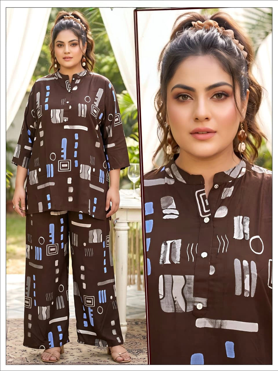 Brown Premium Printed Co-Ord Set