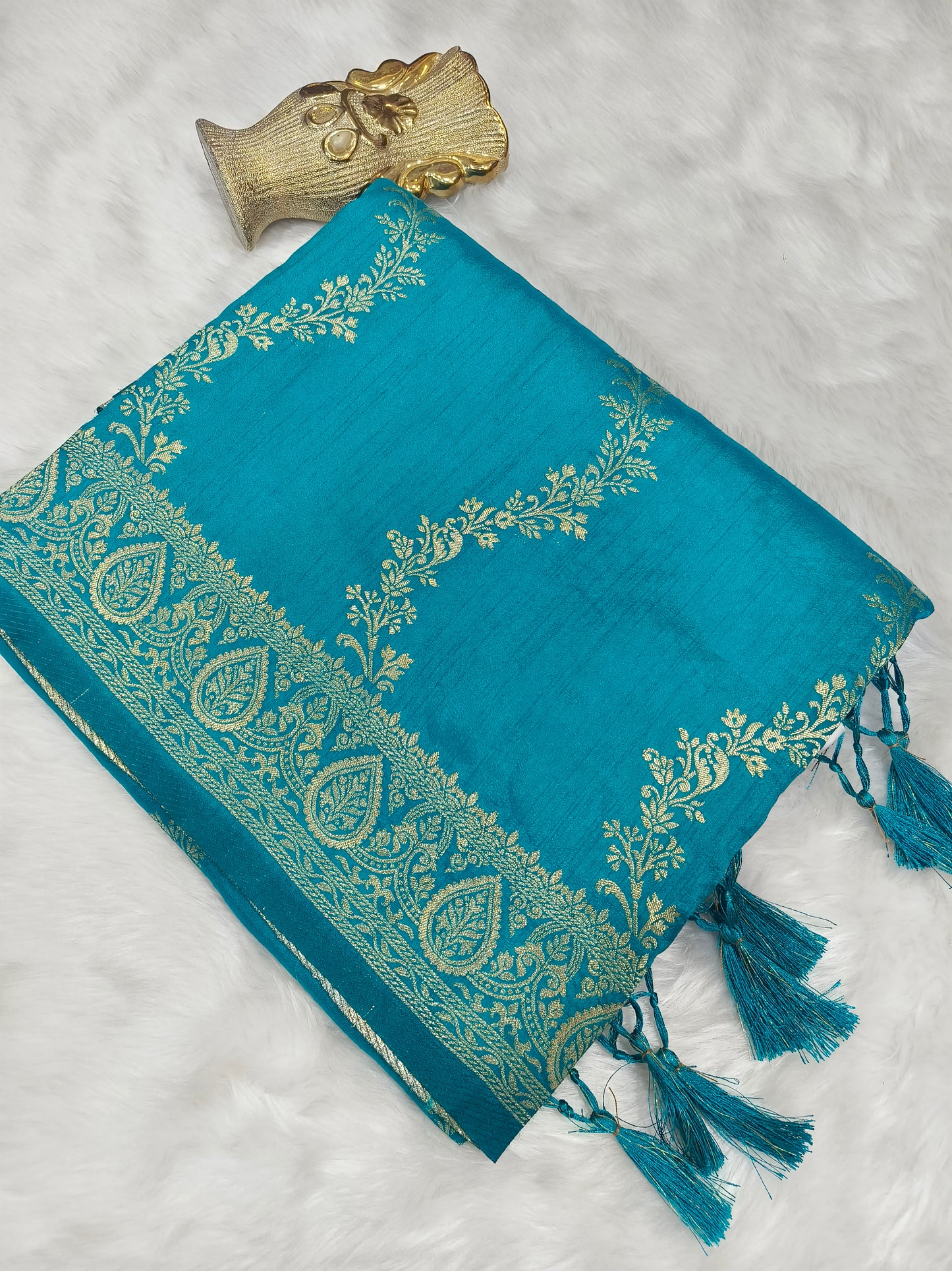 Sea Blue mulberry silk saree