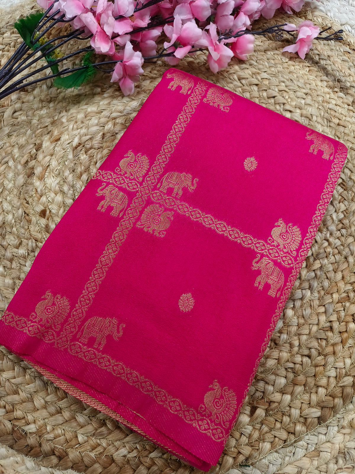 Pink Georgette silk saree
