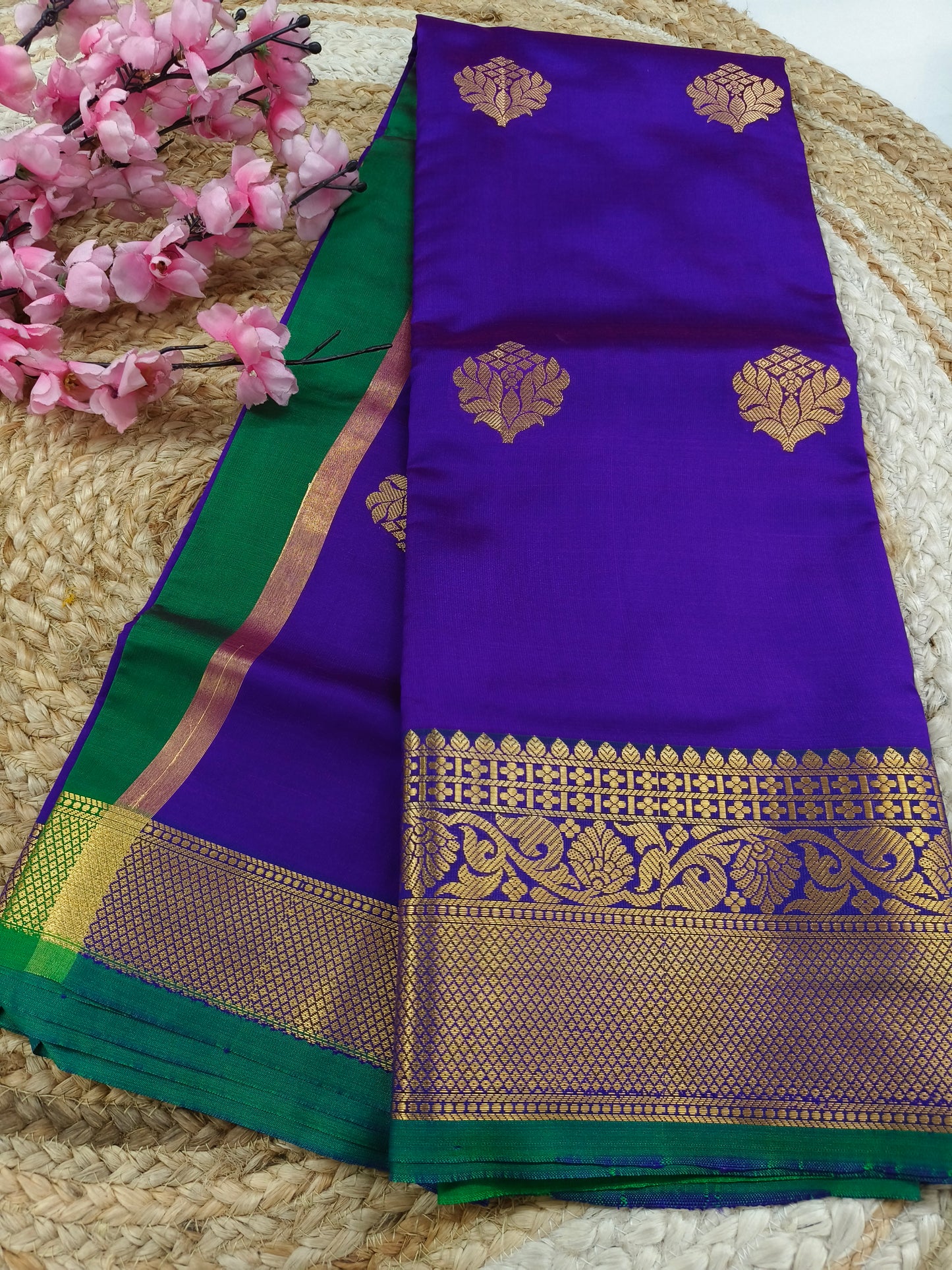 Purple Semi kanchi silk saree