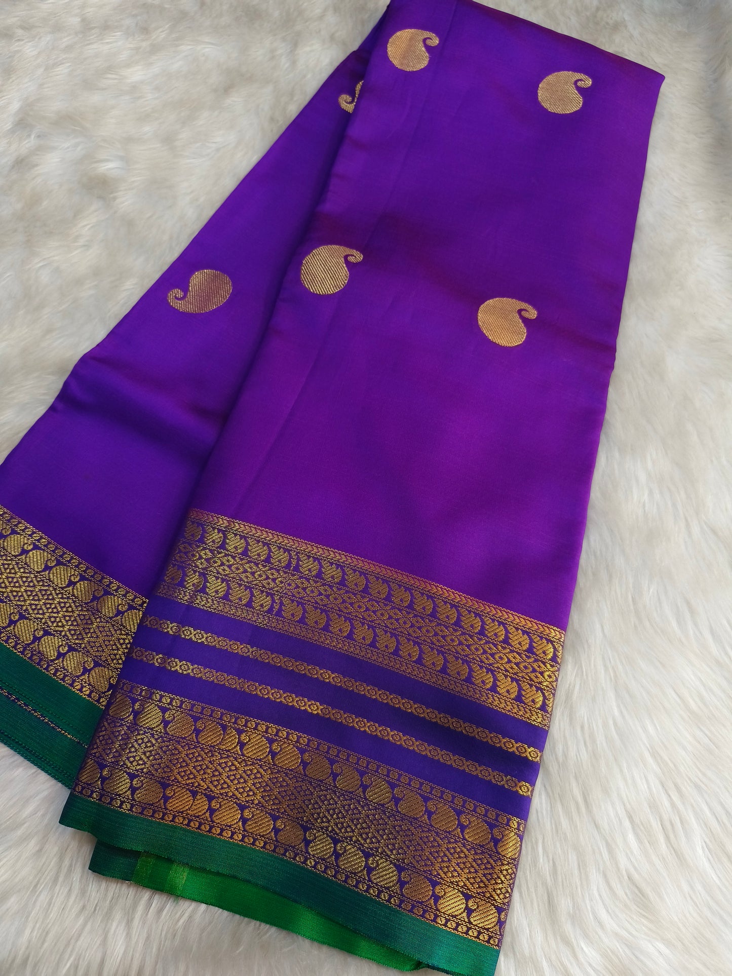 Purple Semi kanchi silk saree