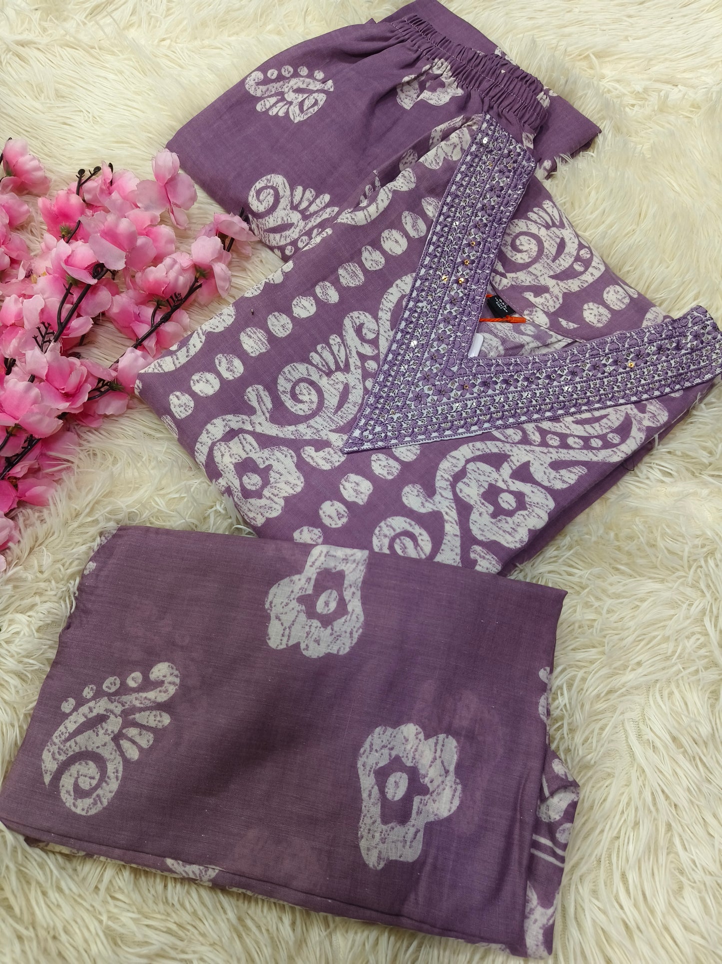 Levender Cotton sets with duppata