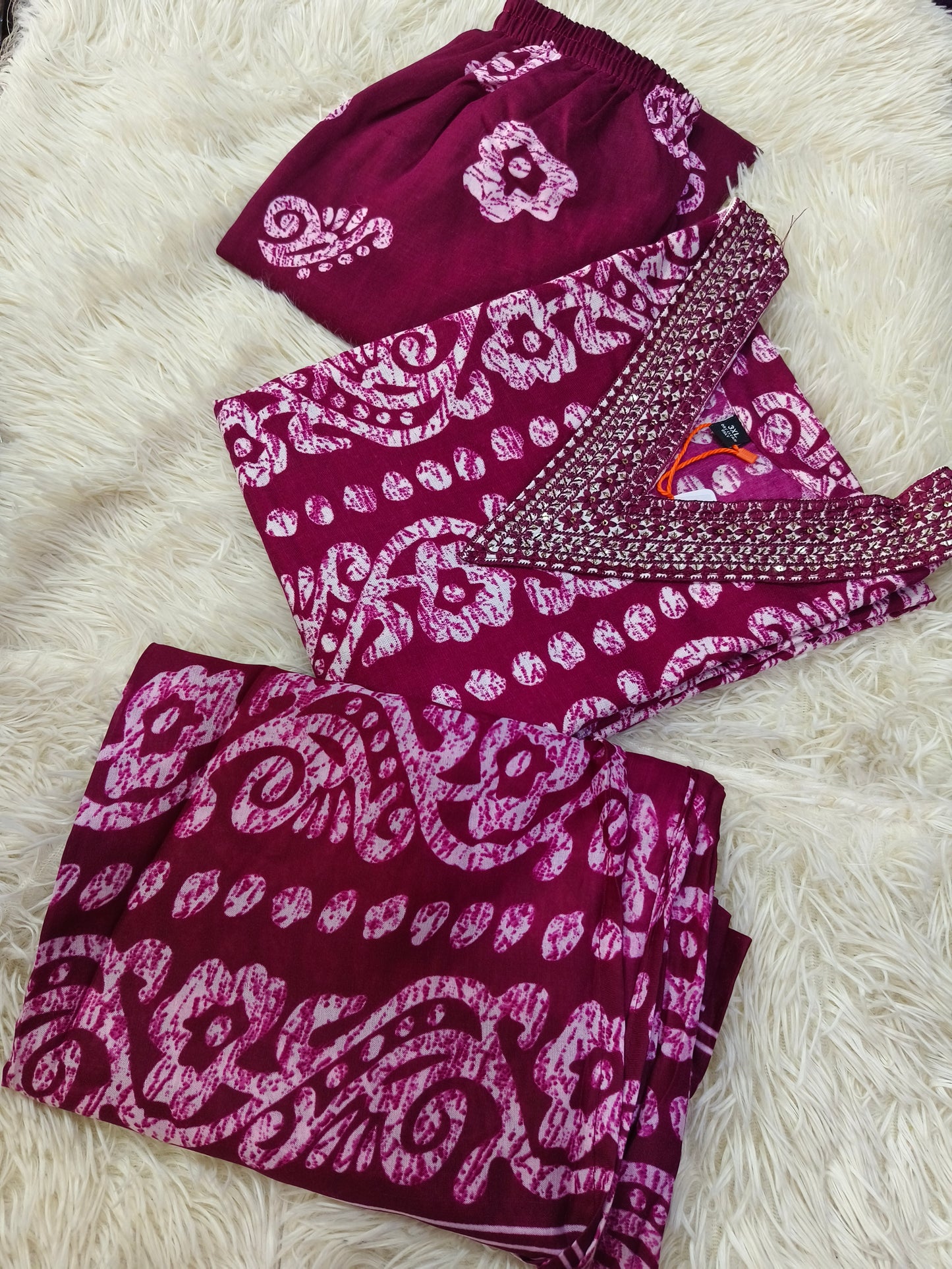 Marron Cotton sets with duppata