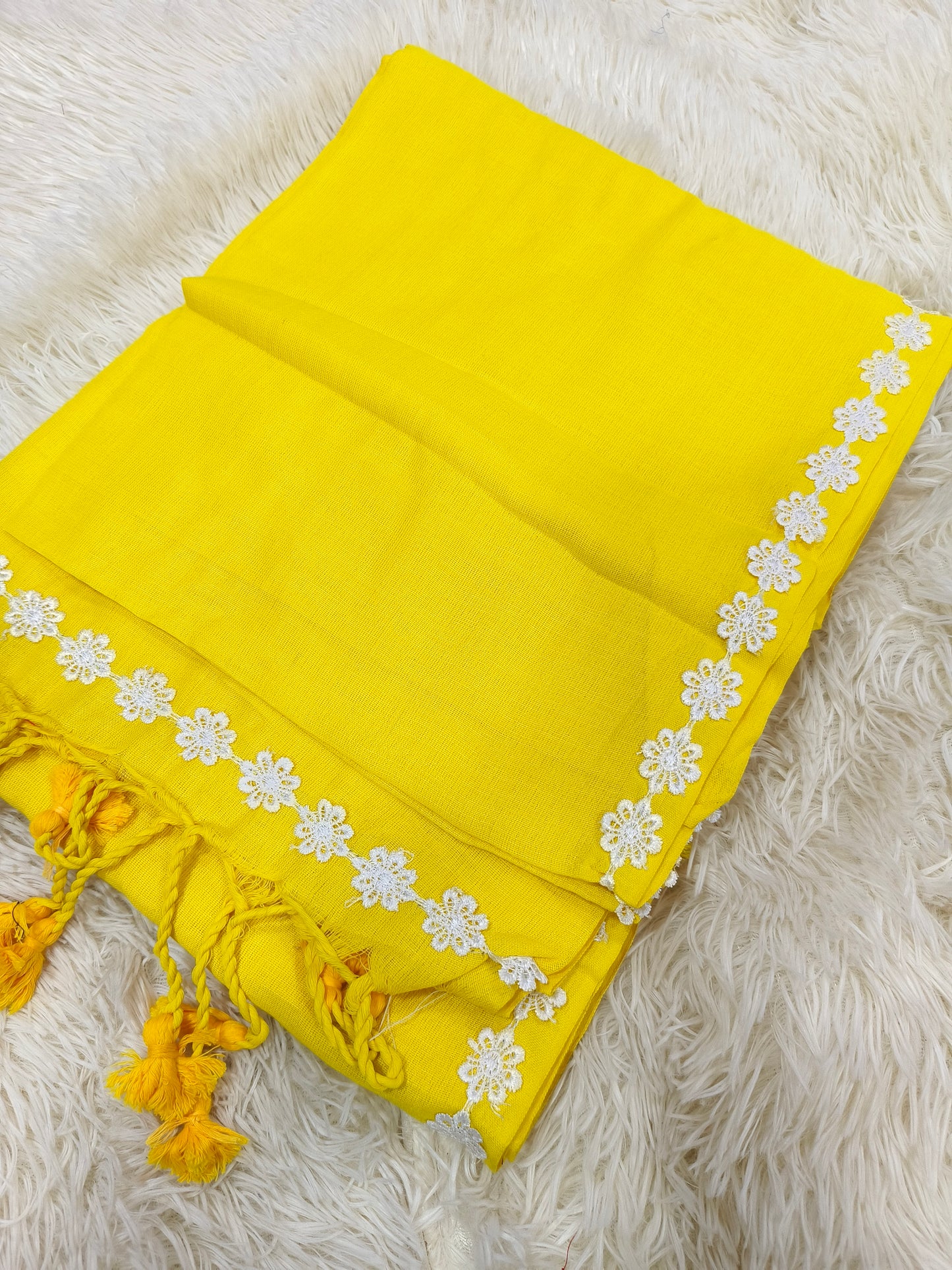 Yellow Khadi cotton saree