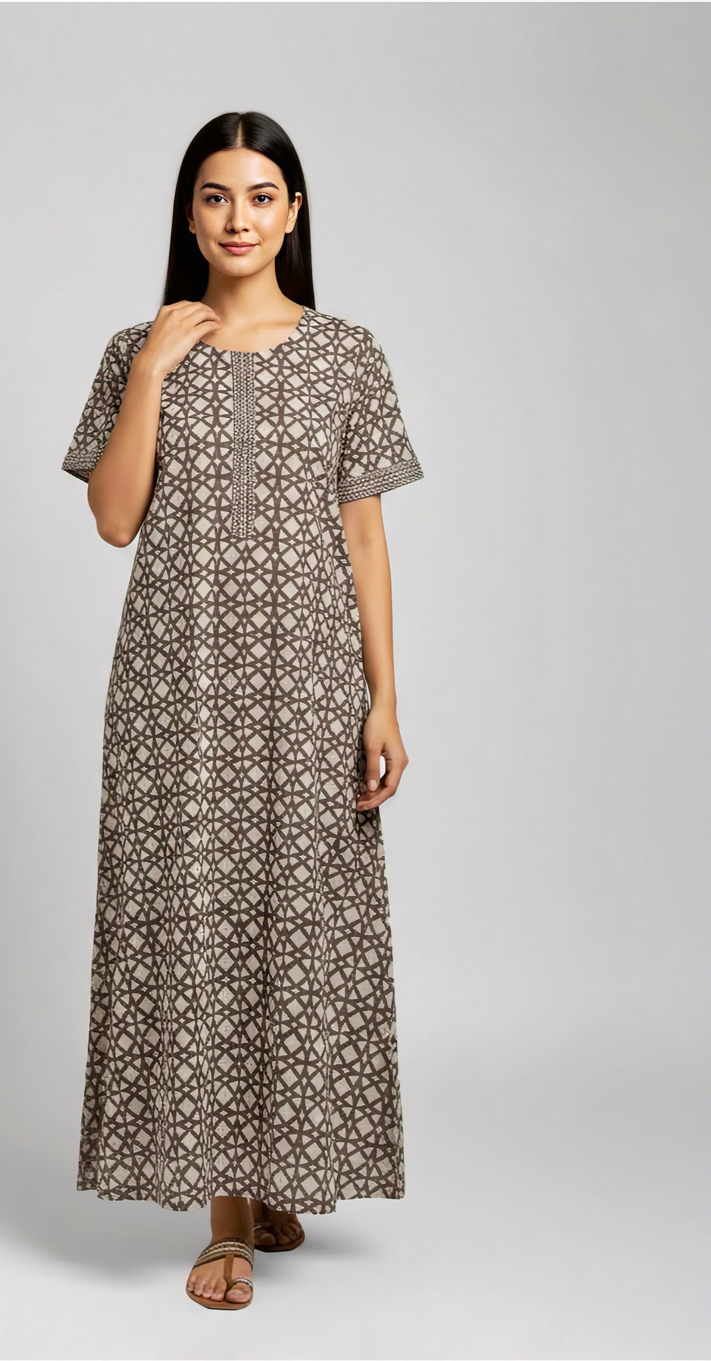 Light Grey Pure cotton Nighty