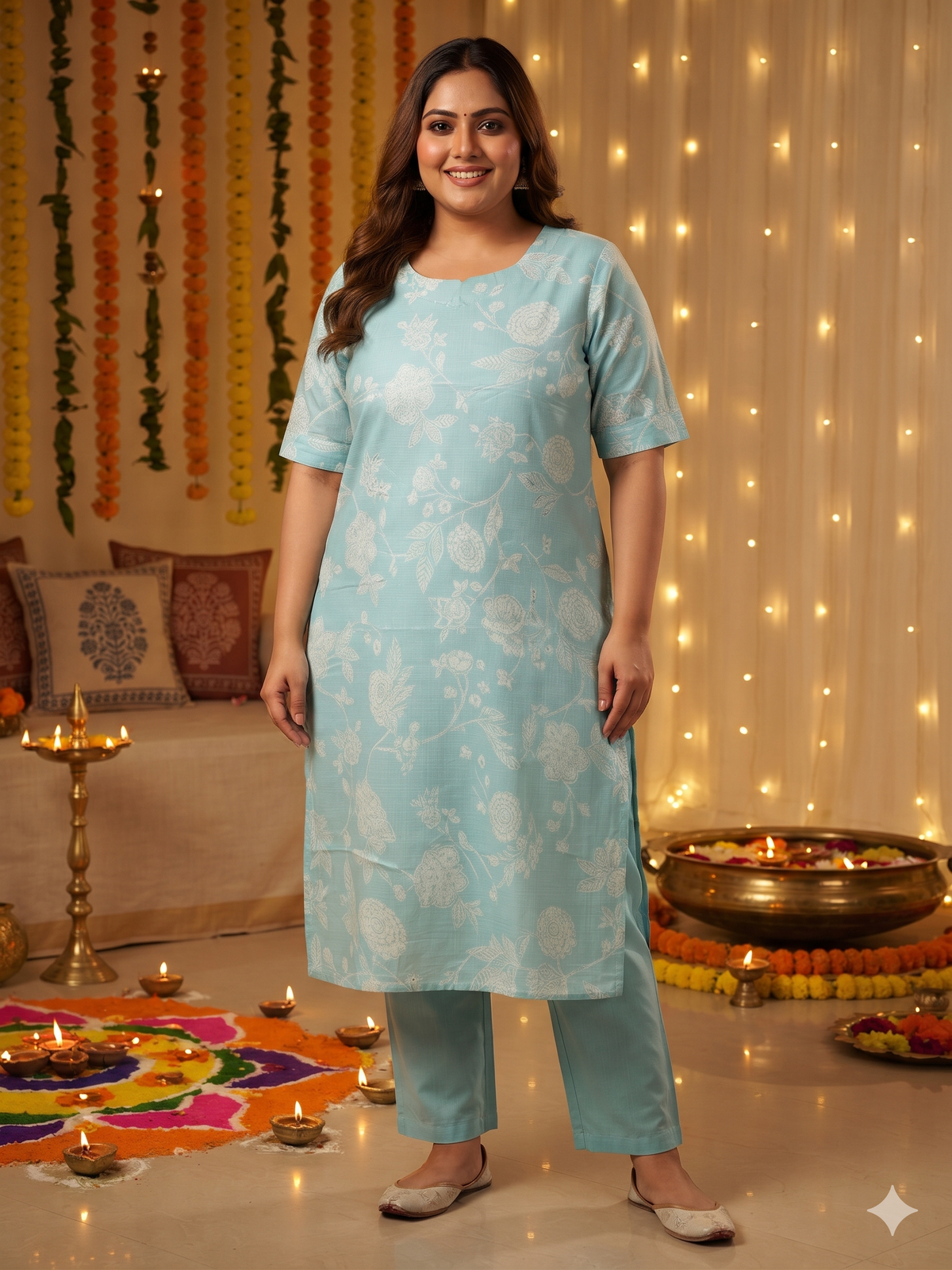 Light Blue Rayon straight kurta