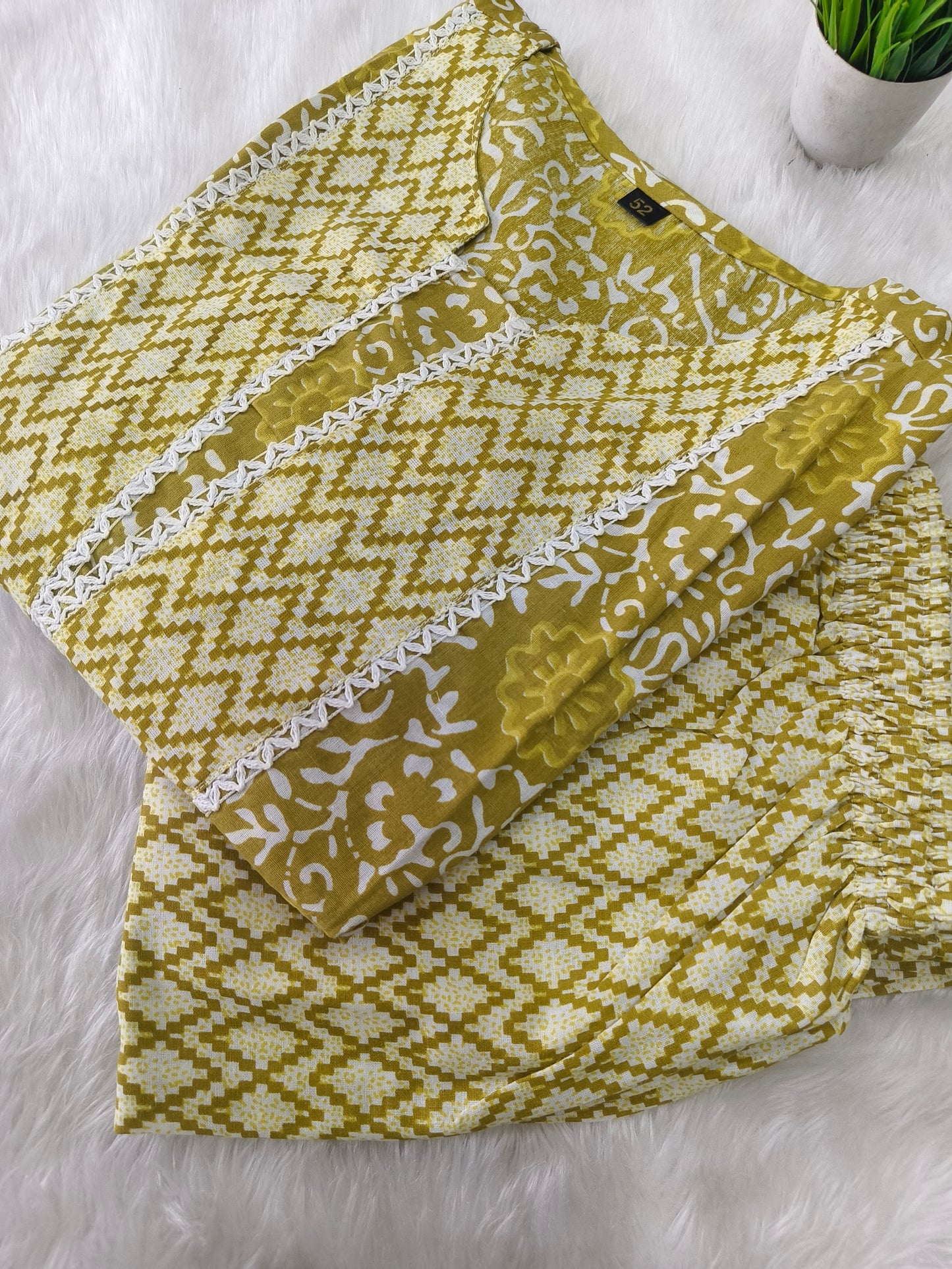 Olive Green pure cotton two piece sets