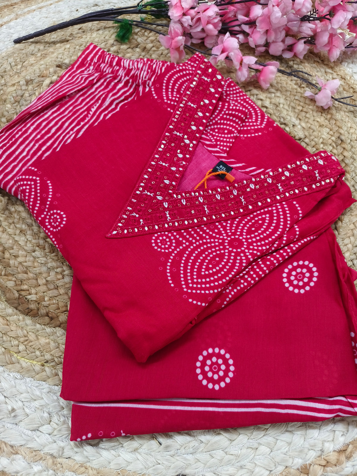 Pink Cotton sets with duppatta