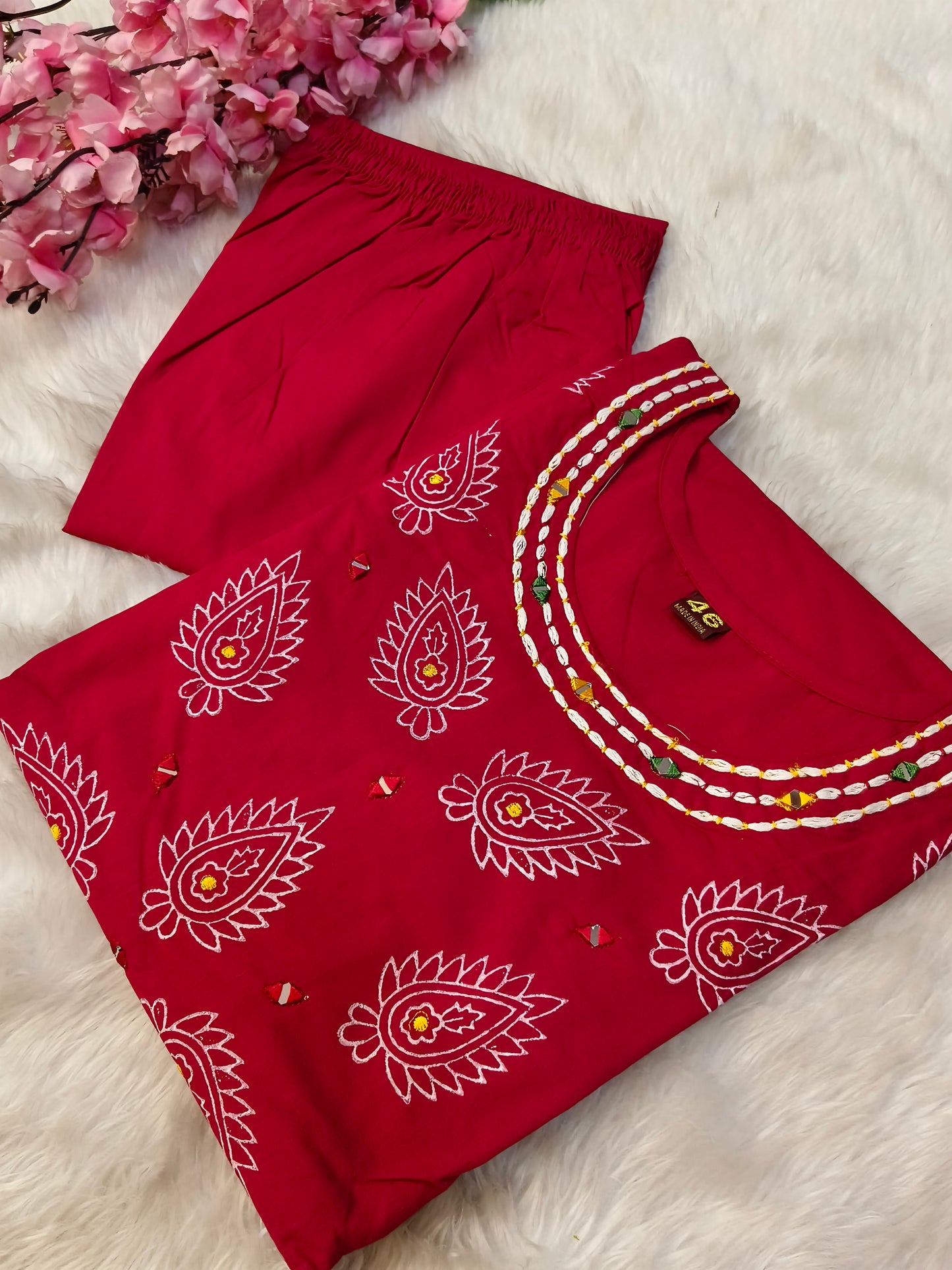 Maroon pure cotton cord set
