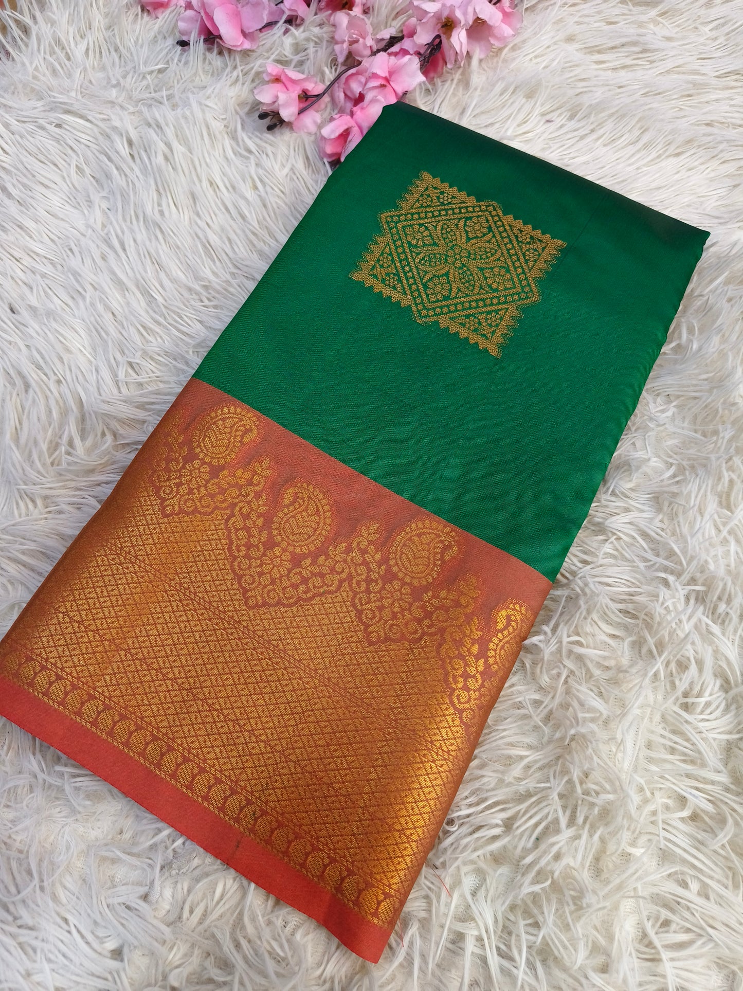 Green Soft semi silk saree