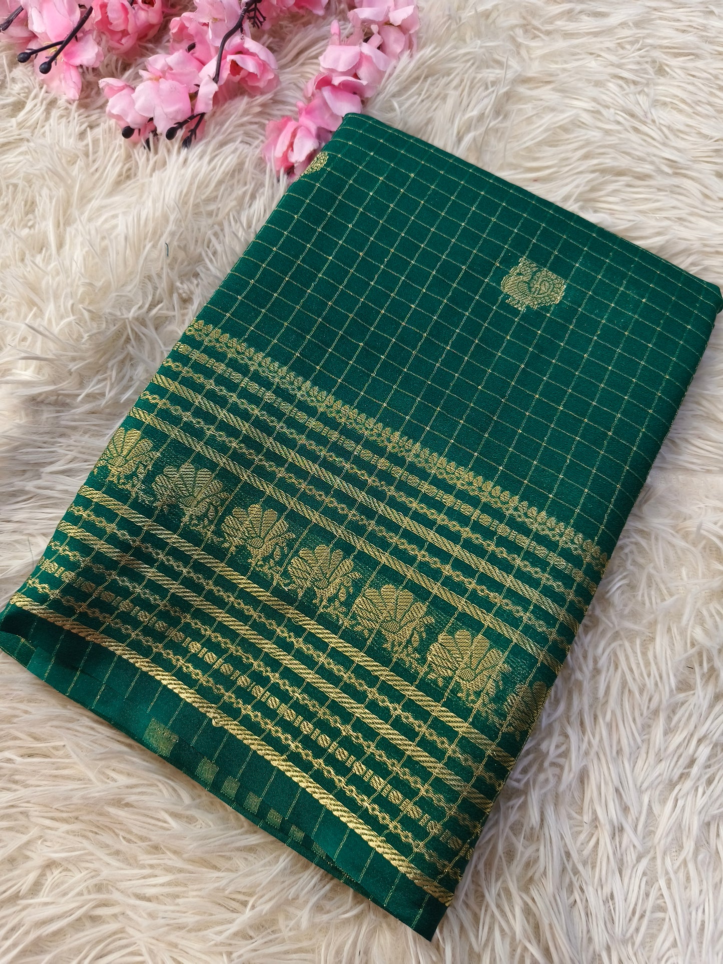 Green semi Mysore silk saree