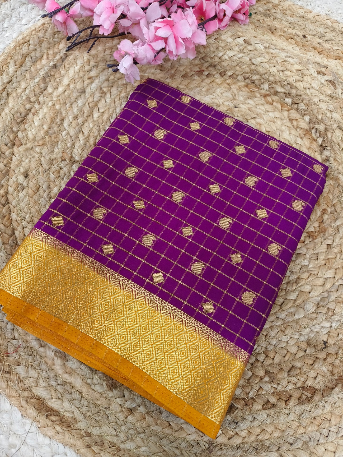 Wine with Yellow Semi Mysore silk