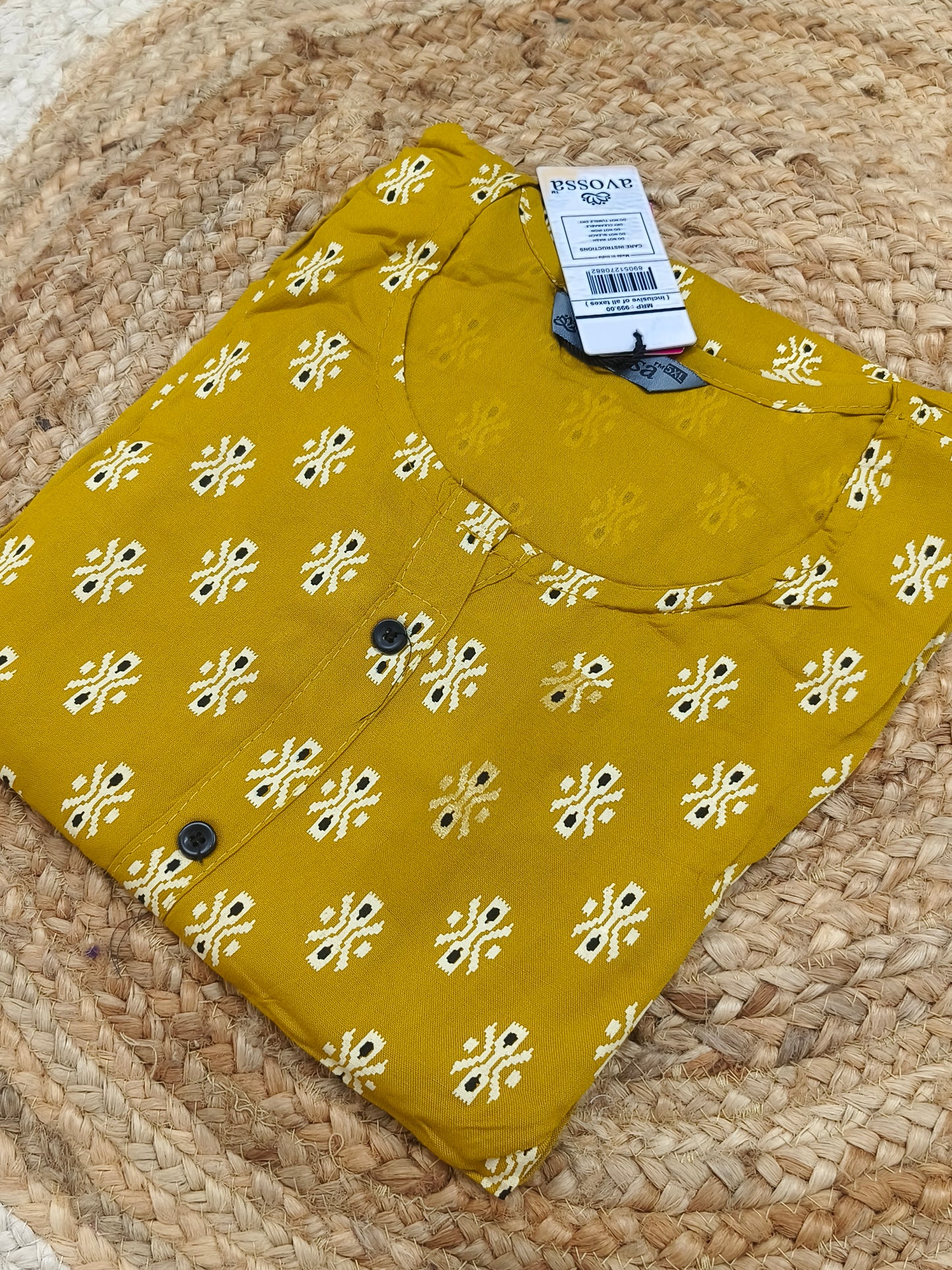 Yellow Rayon straight kurta