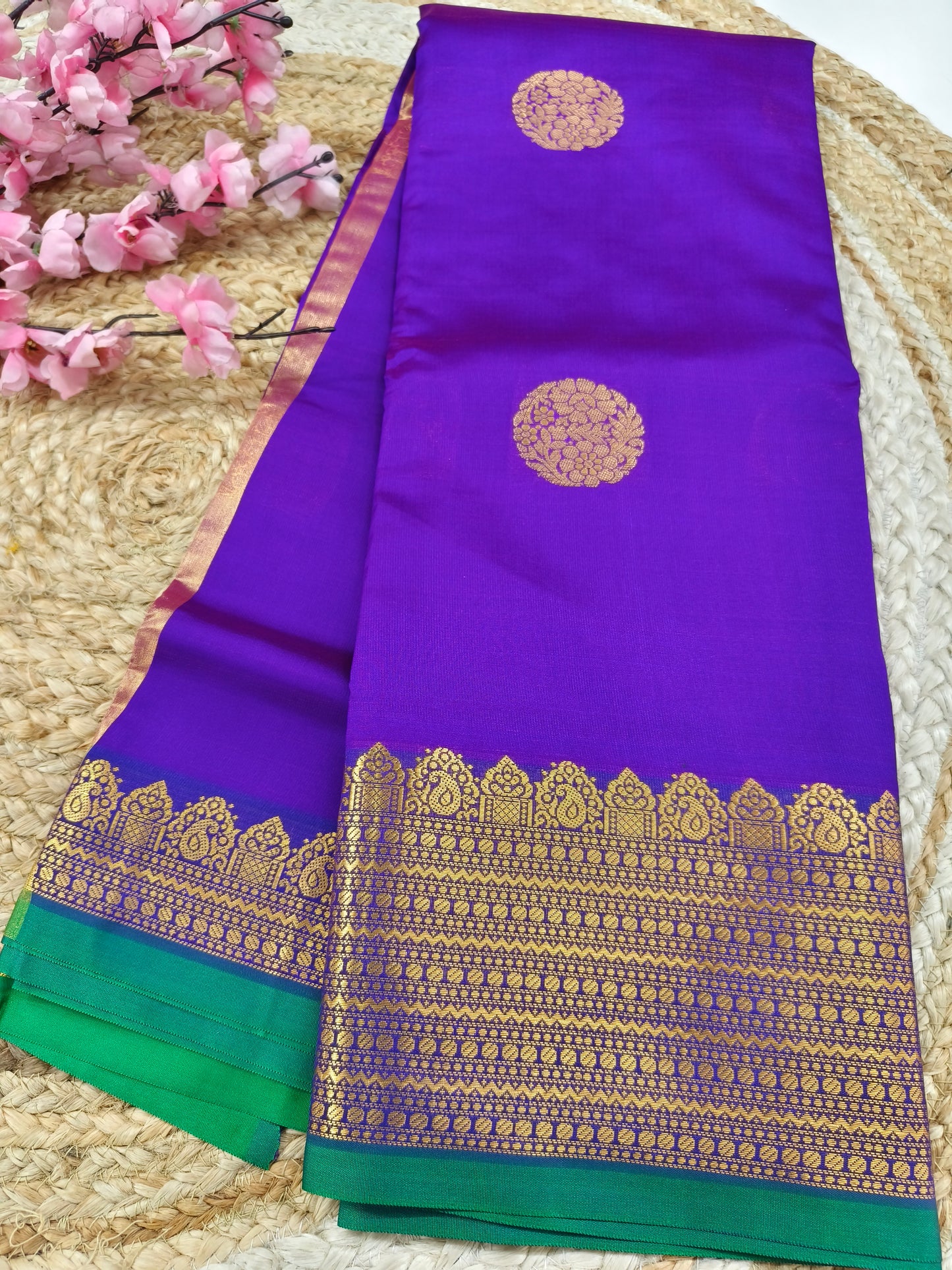 Purple Semi kanchi silk saree