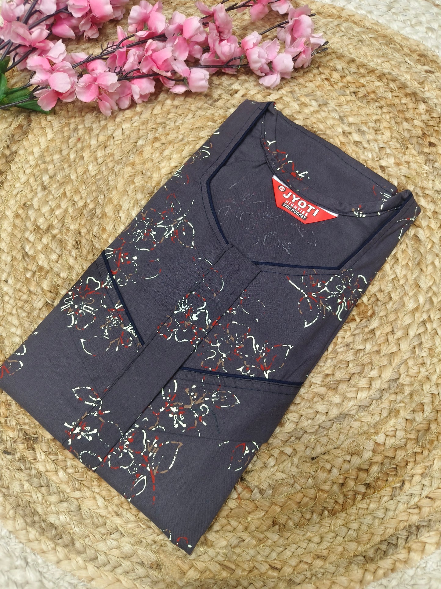 Grey Feeding Pure cotton Nighty