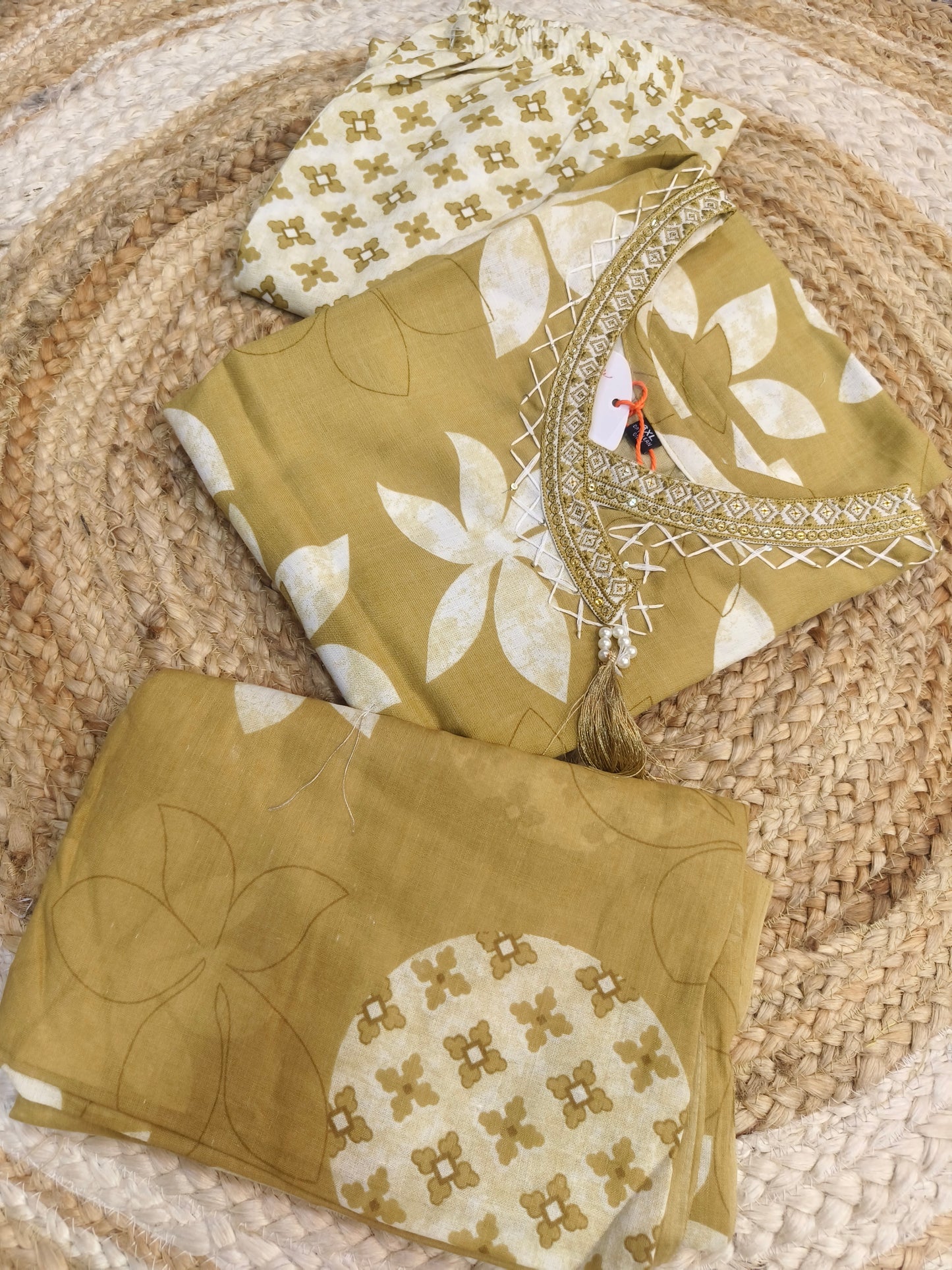 Yellow Cotton sets with duppata